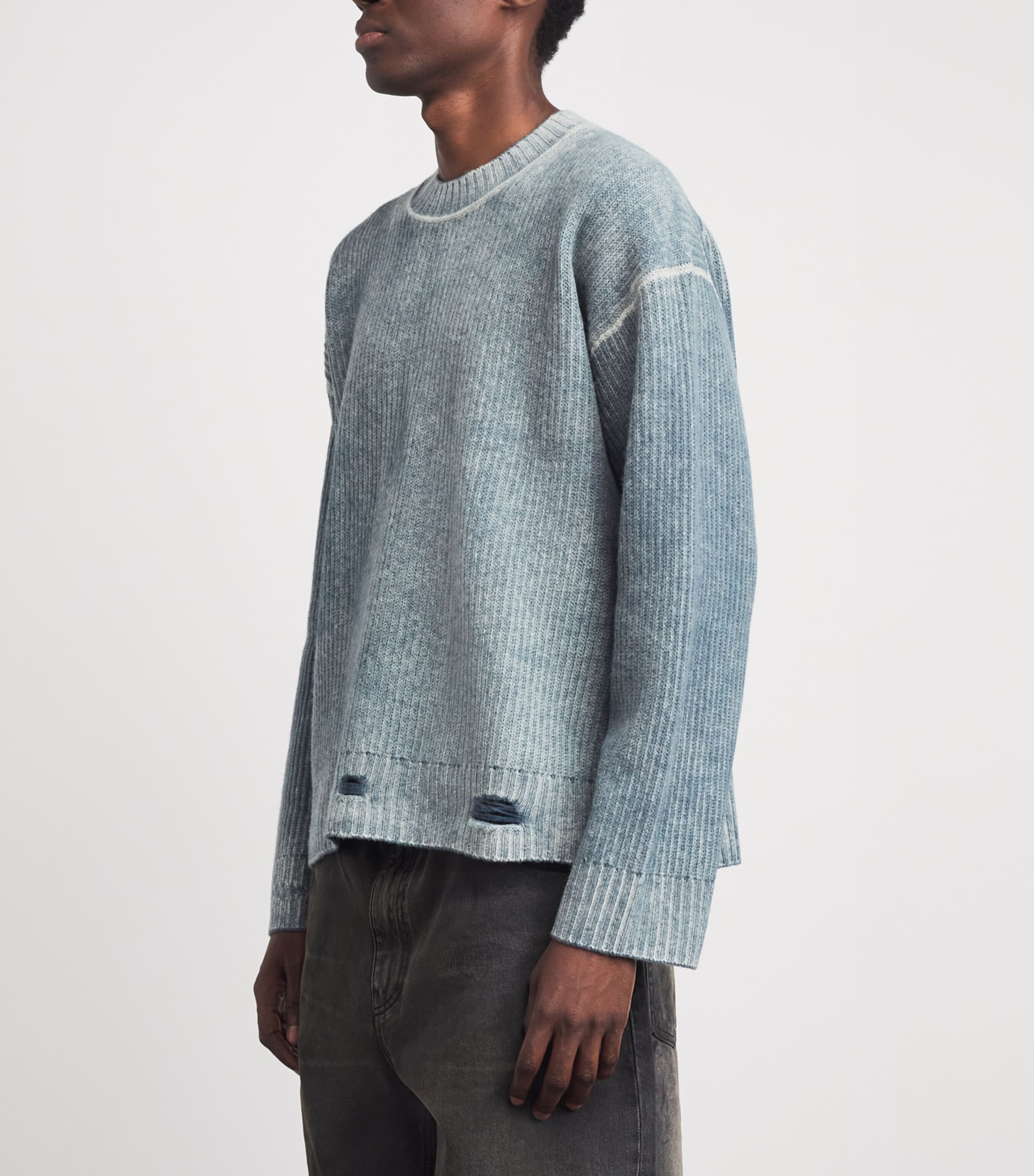 Represent Mens Wool Reversible Fade Out Sweater Petrol Image 4