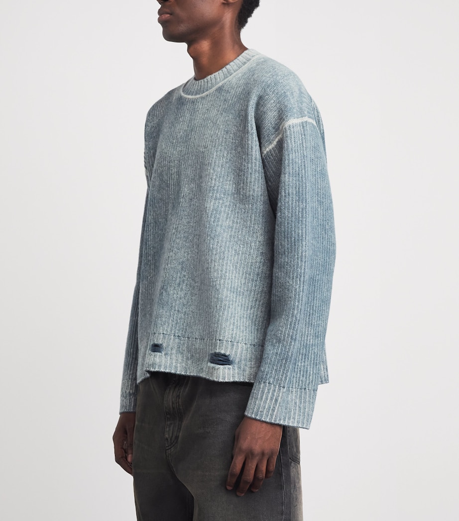 Represent Mens Wool Reversible Fade Out Sweater Petrol Image 4