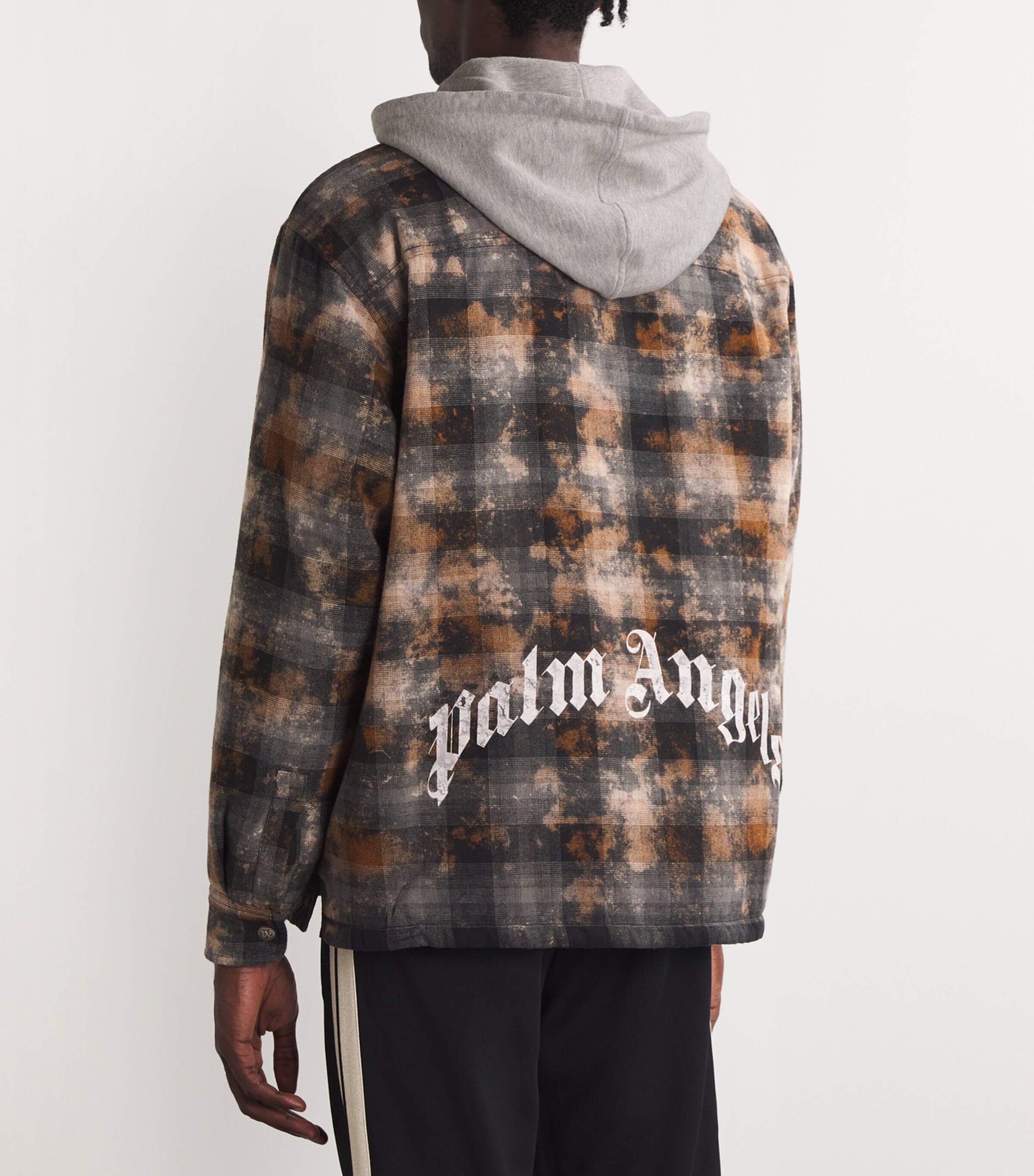 Palm Angels Mens Hooded Jacket Grey Off White Image 4