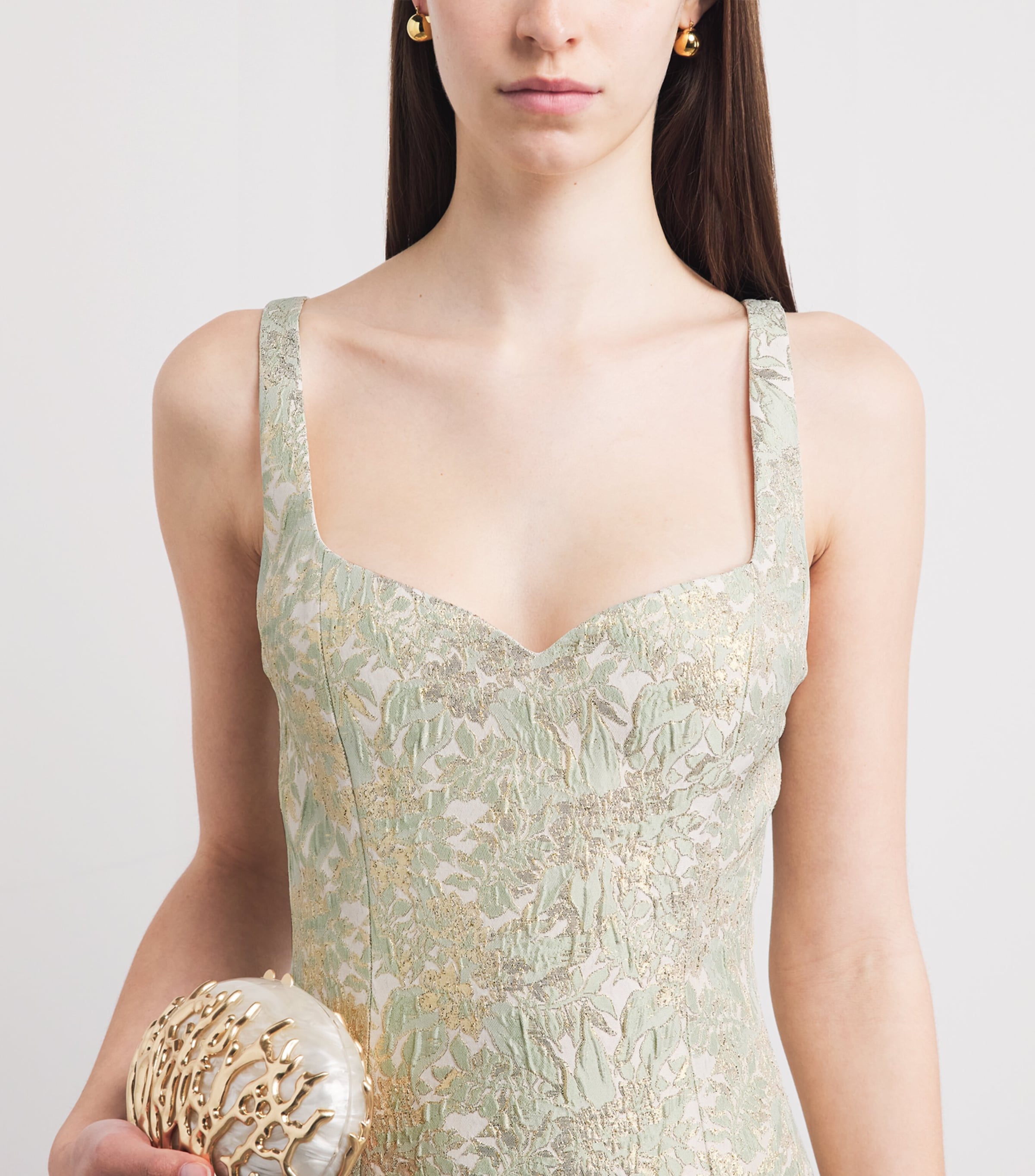 Alice+Olivia Womens Jacquard Eve Mini Dress Off White/sage Image 3