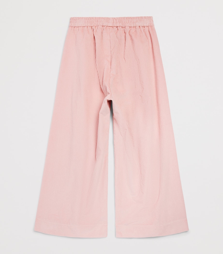 Monnalisa Cotton Ruffle Palazzo Trousers (3 Months-6 Years) Lotus Image 2