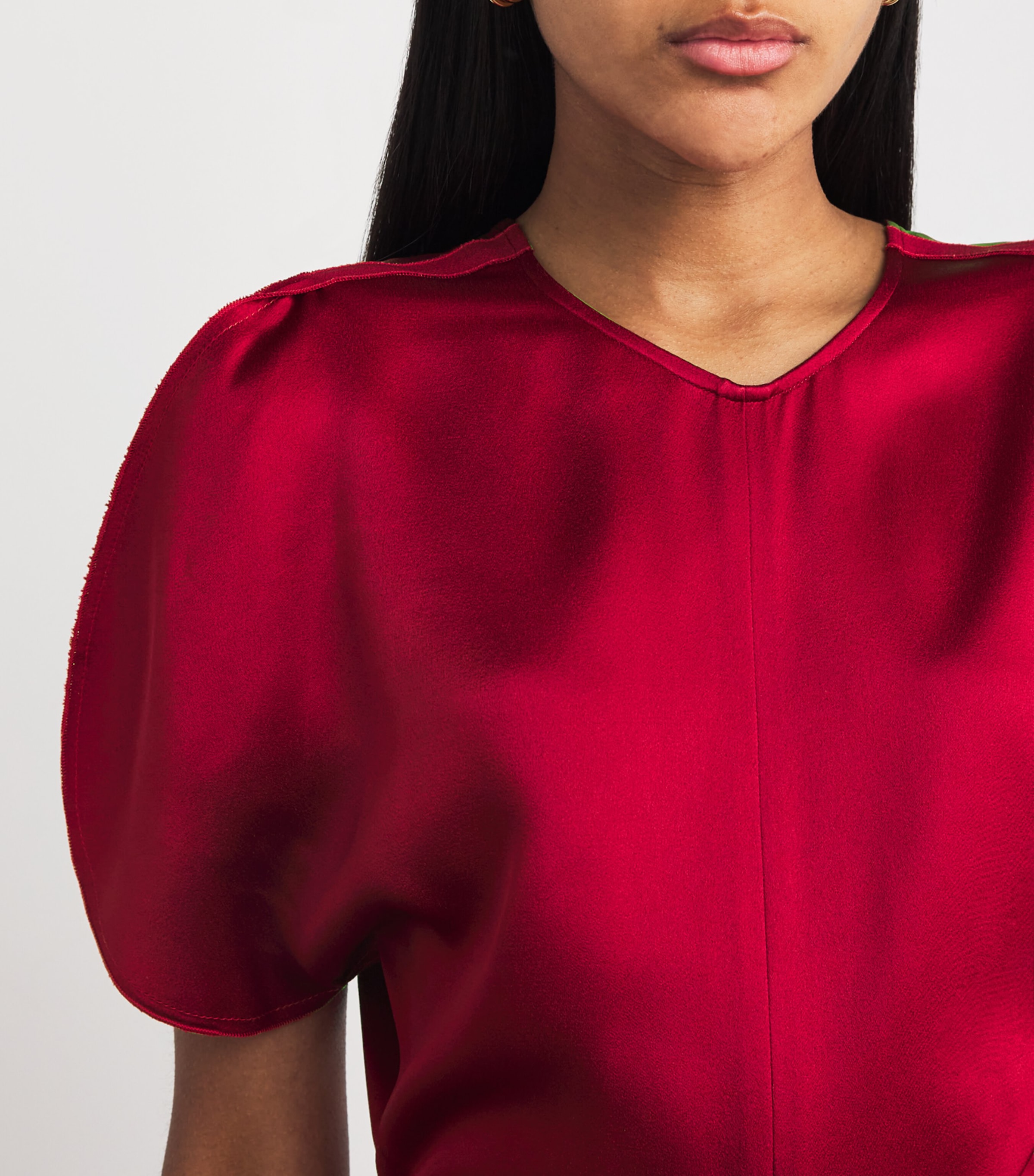 Victoria Beckham Womens Gathered Waist Midi Dress Rose Image 4