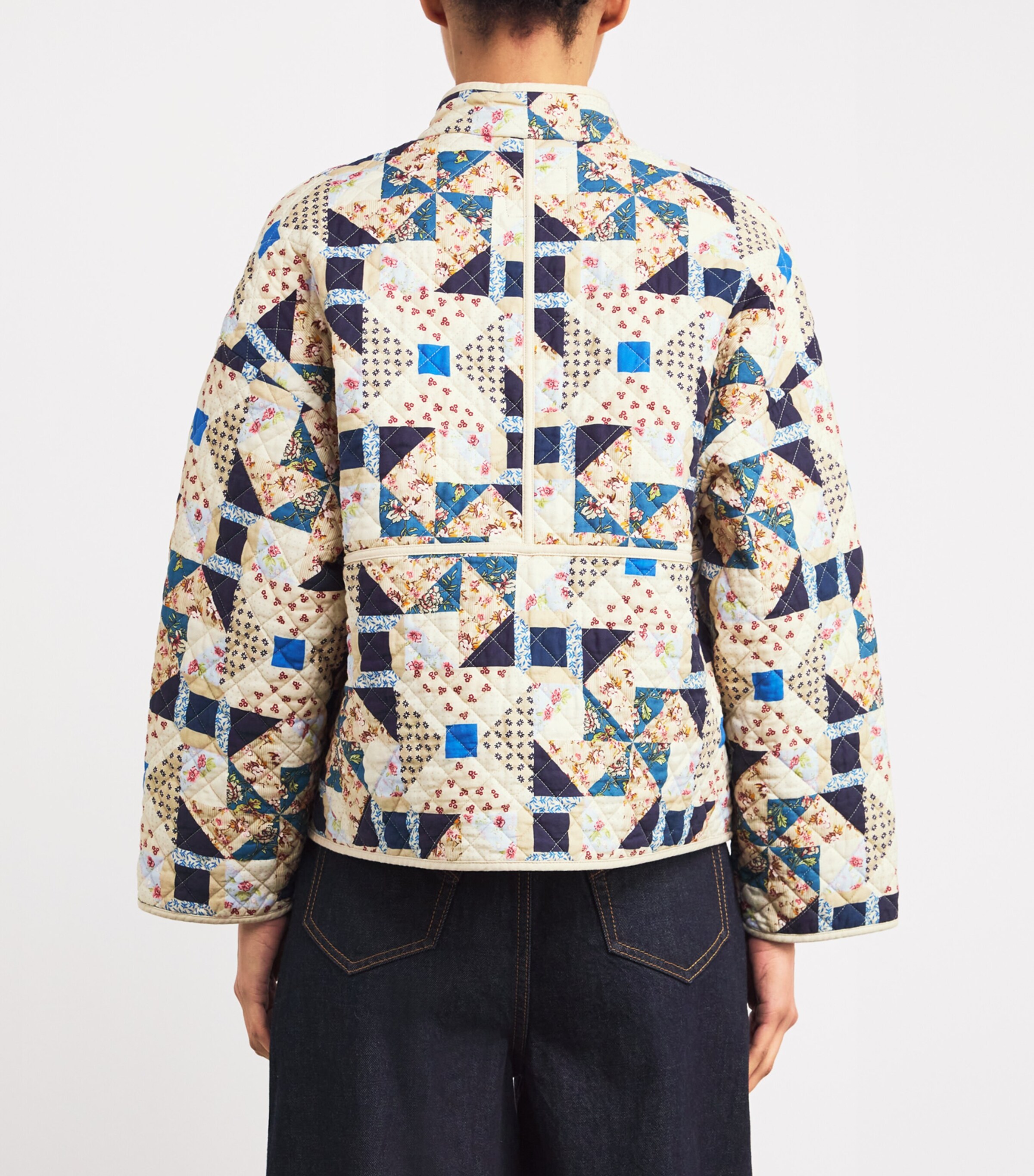 Quilted Patchwork Jacket BEIGE Image 4