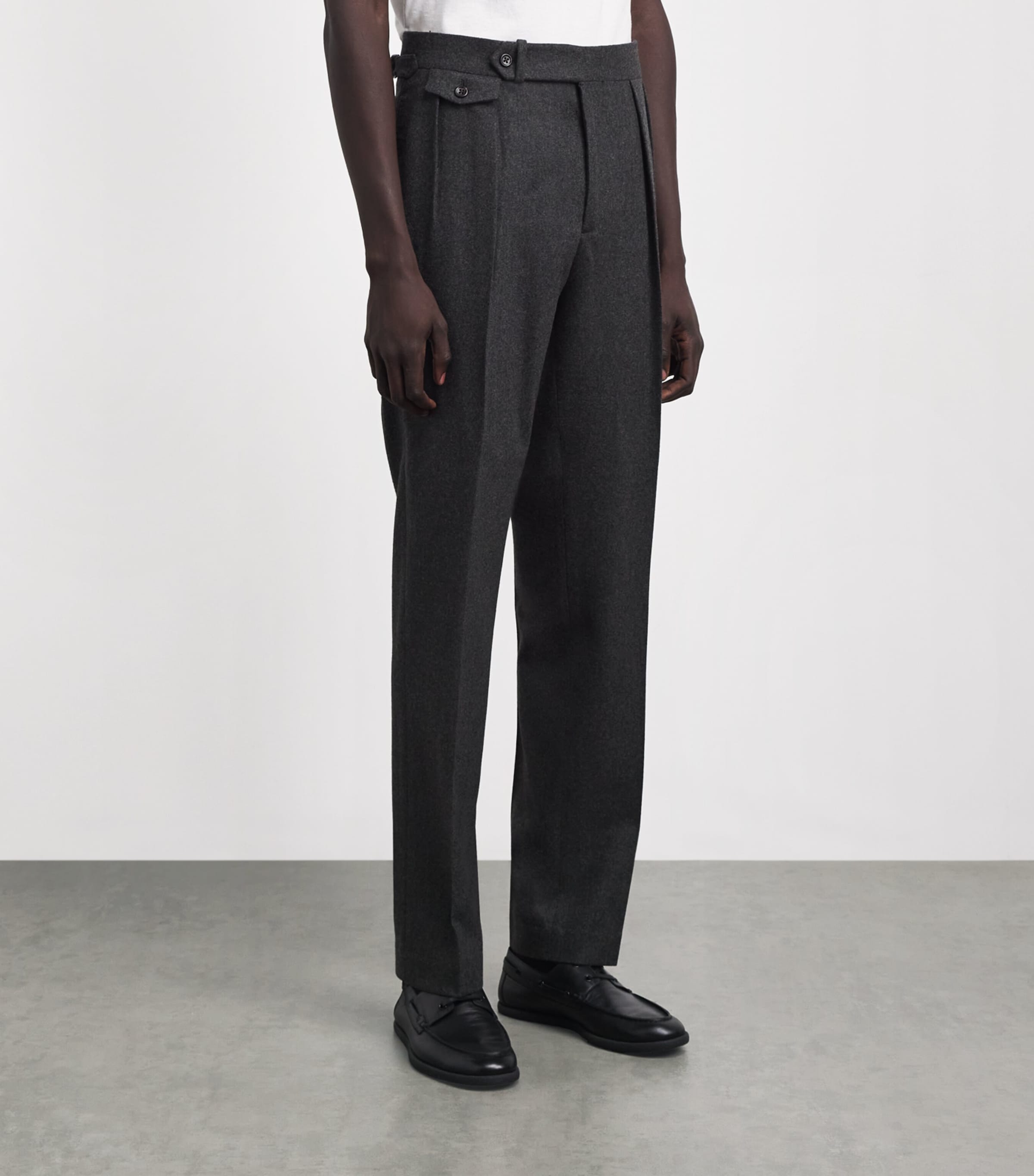 Polo Ralph Lauren Mens Wool Pleated Trousers Medium Grey Image 4