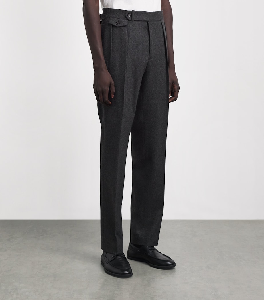 Polo Ralph Lauren Mens Wool Pleated Trousers Medium Grey Image 4