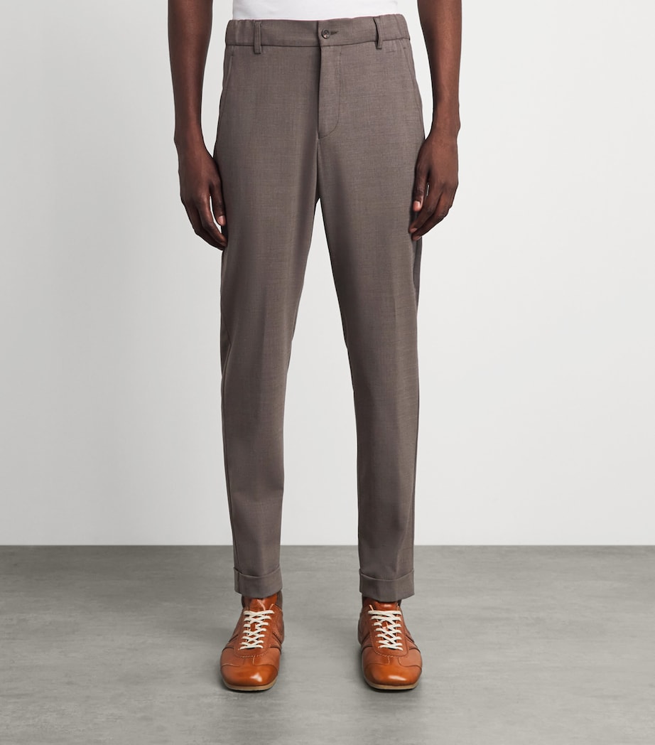 Marco Pescarolo Mens Virgin Wool Drawstring Trousers Taupe Image 4