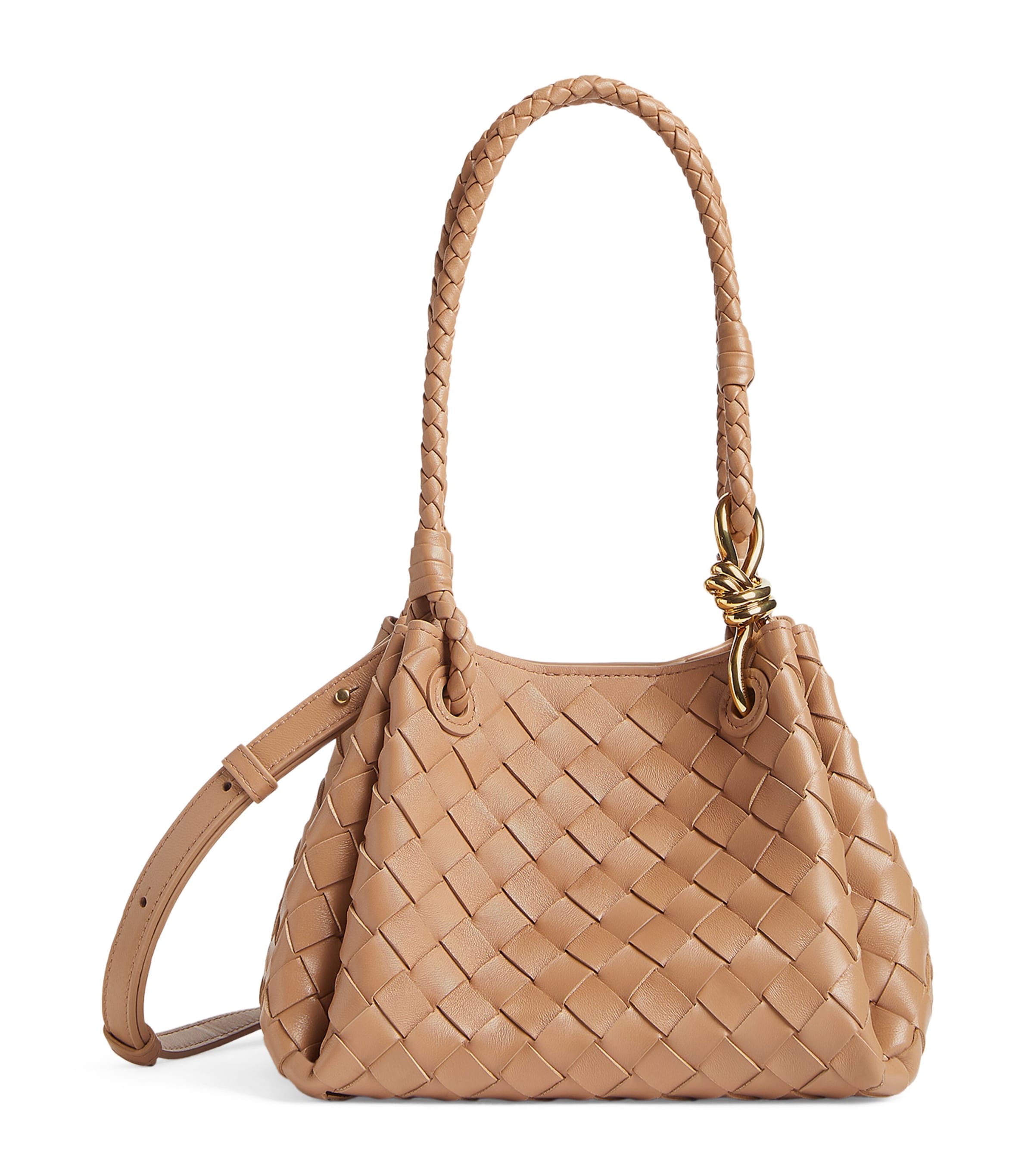 Bottega Veneta Small Leather Parachute Shoulder Bag In Neutral
