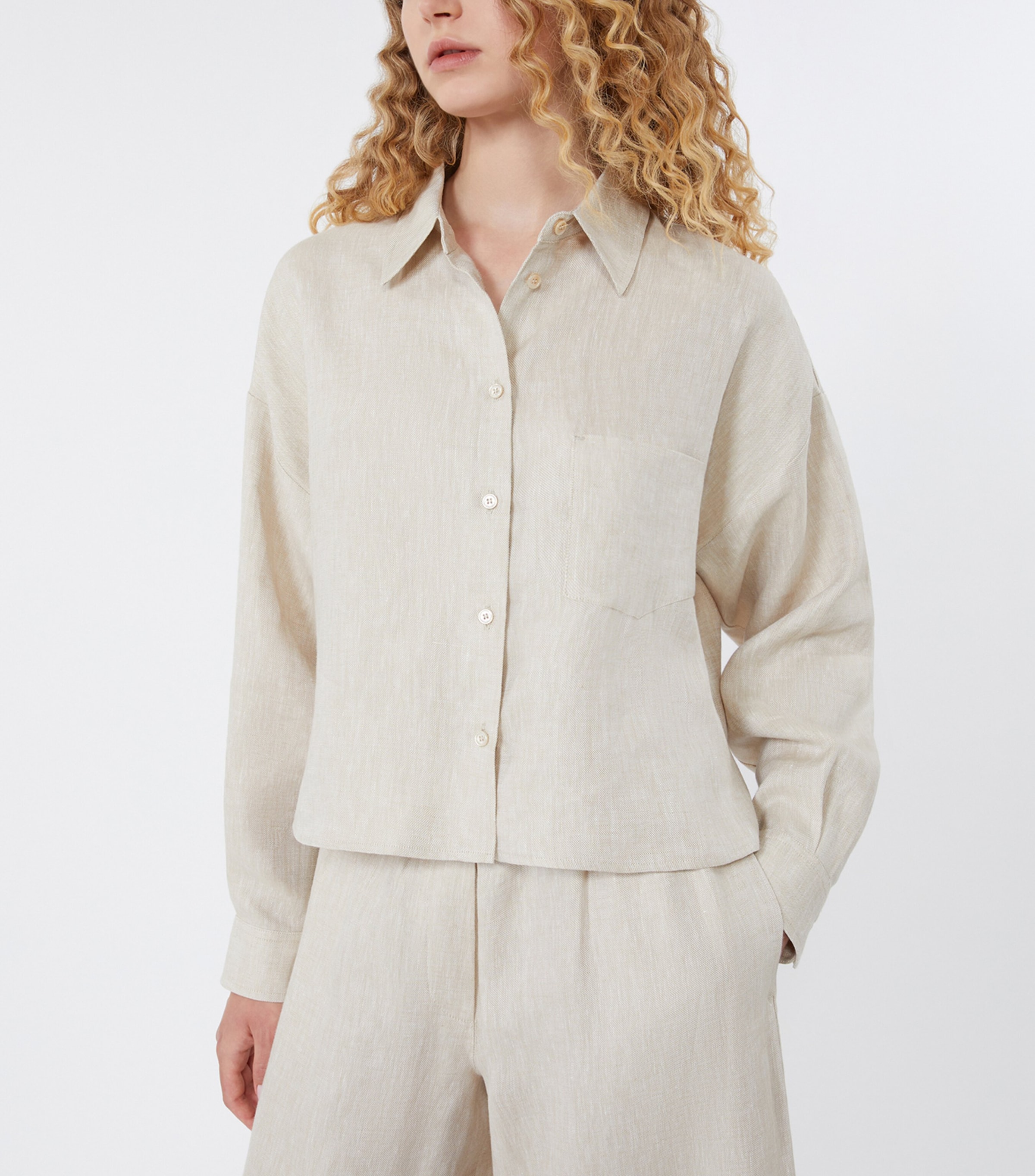 Weekend Max Mara Womens Linen Shirt Jacket Ecru Image 5