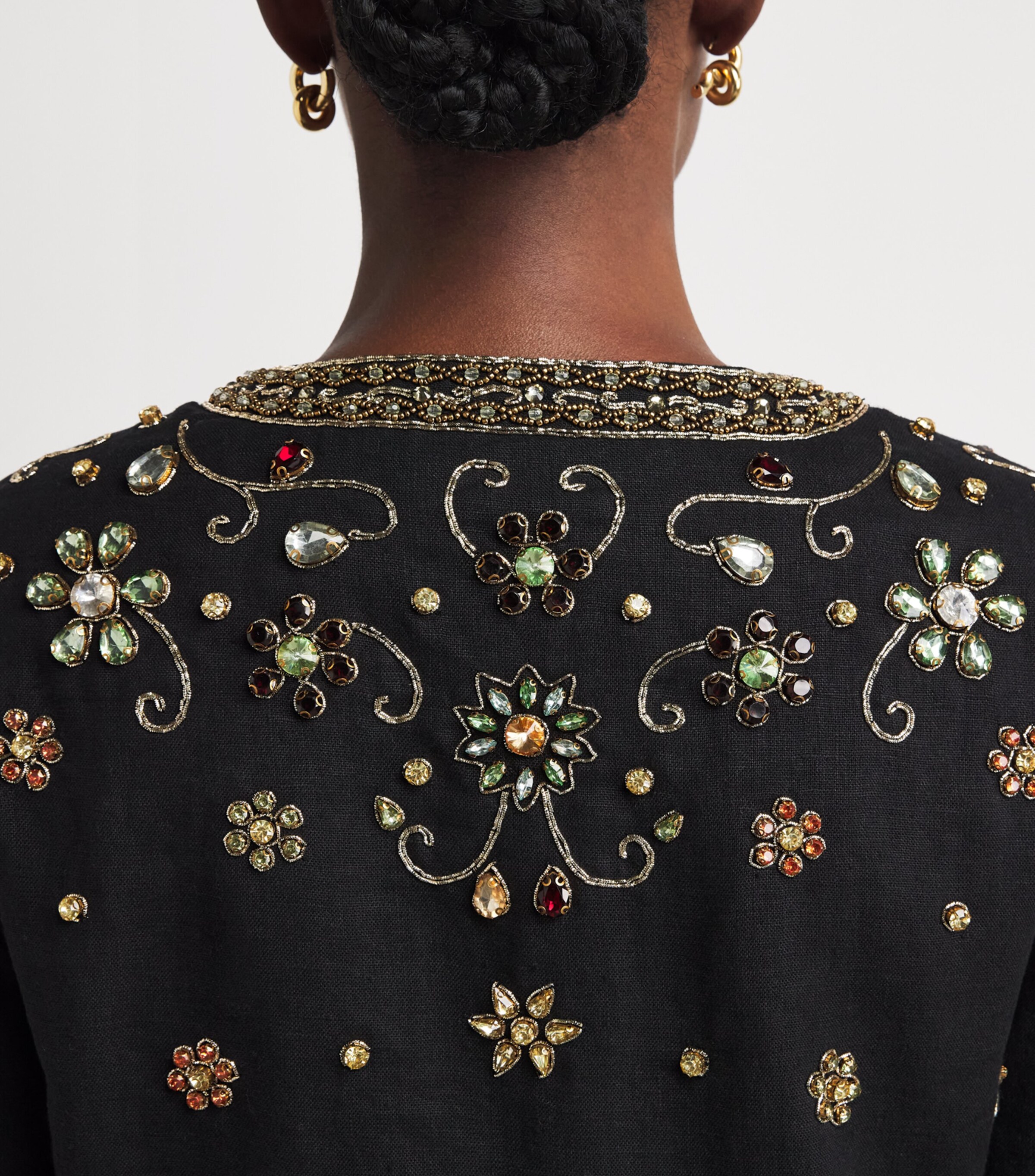 Alice+Olivia Womens Linen Embellished Kidman Jacket Black/multi Image 3
