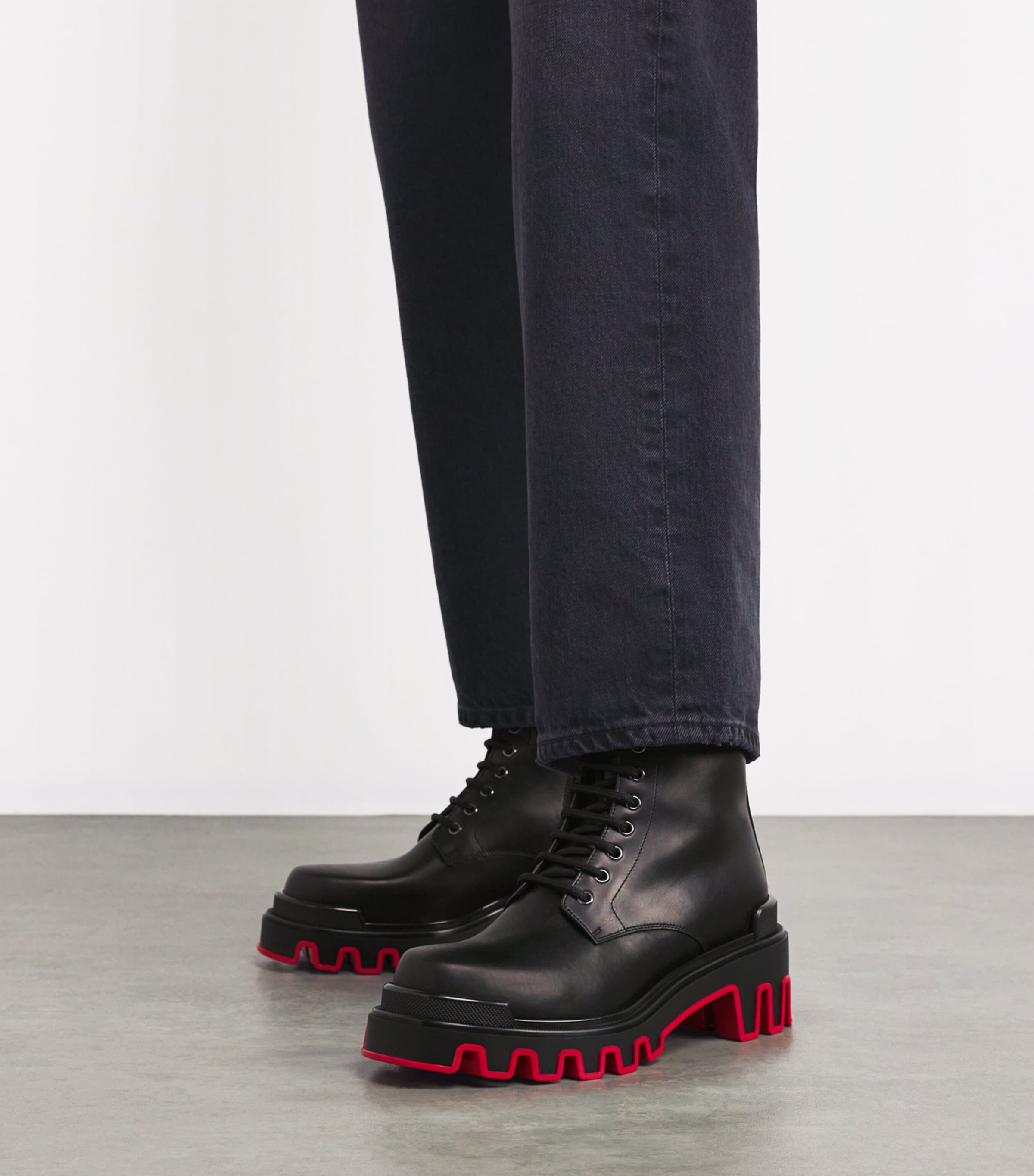 Christian Louboutin Black Dune Trott Alta Leather Lace-Up Boots - Main Image