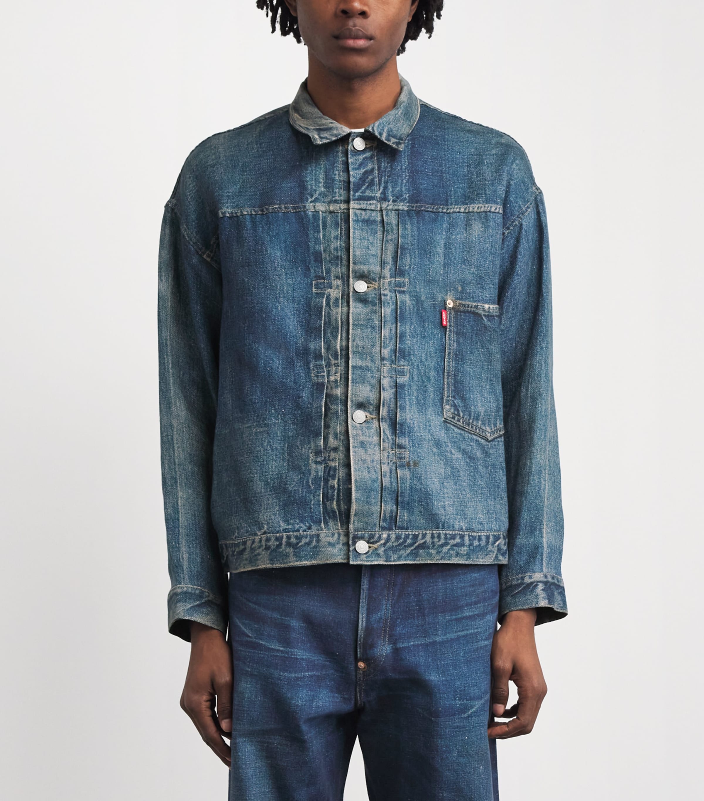 Junya Watanabe MAN Mens x Levi’s Distressed Denim Jacket Indigo Image 4