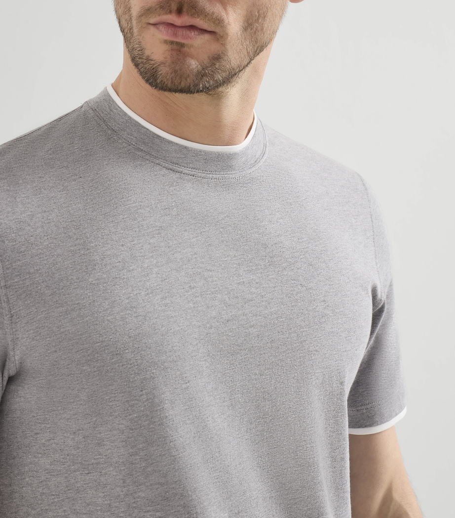 Brunello Cucinelli Mens Cotton Faux-Layered T-Shirt Image 6