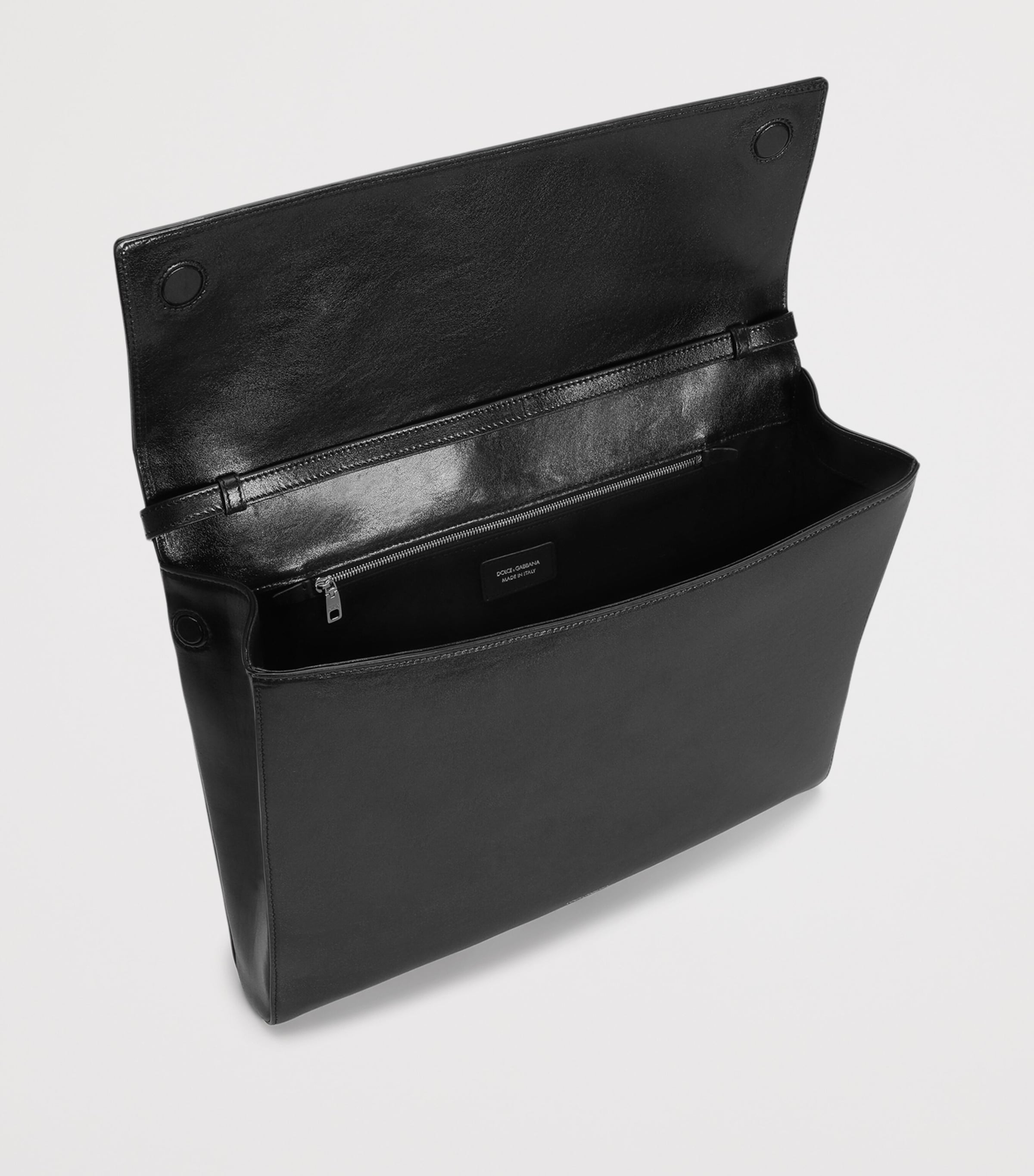 Dolce&Gabbana Leather Clip-Lock Messenger Bag Black Image 8