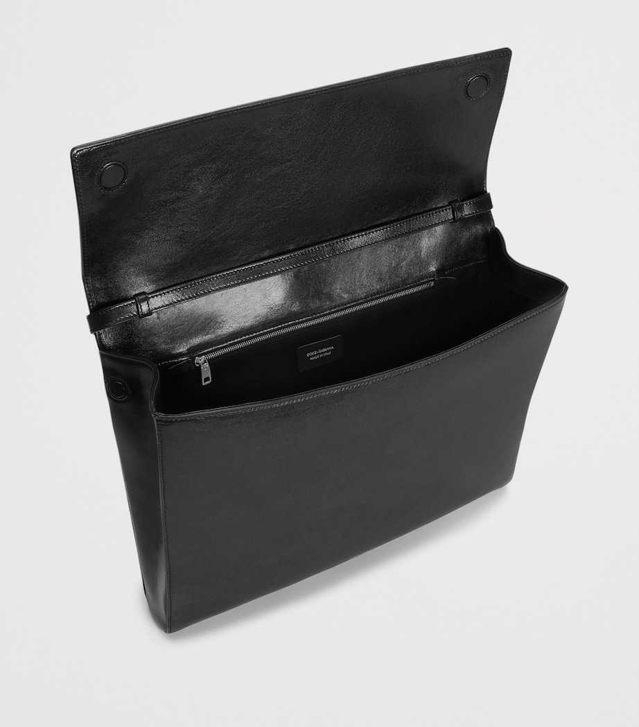 Dolce&Gabbana Leather Clip-Lock Messenger Bag Black Image 8