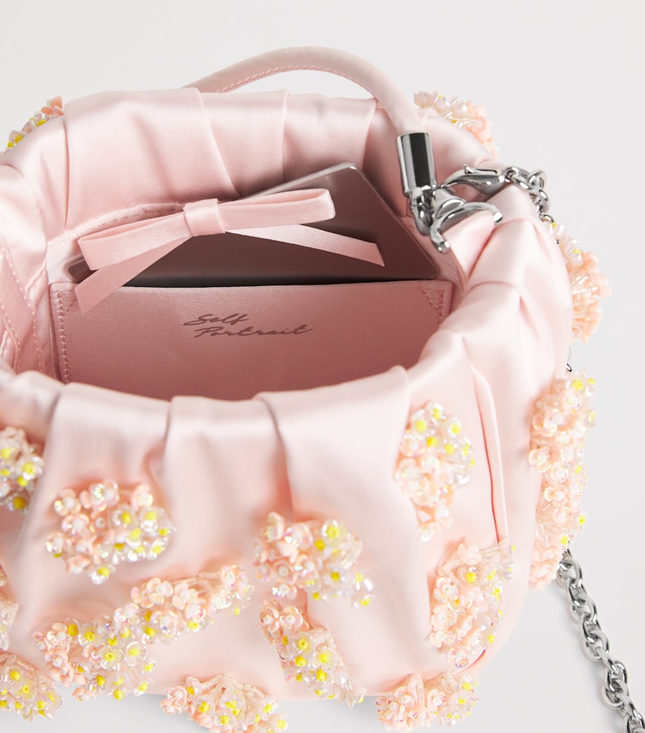 Self-Portrait Satin Beaded Top-Handle Bag Pink Image 5