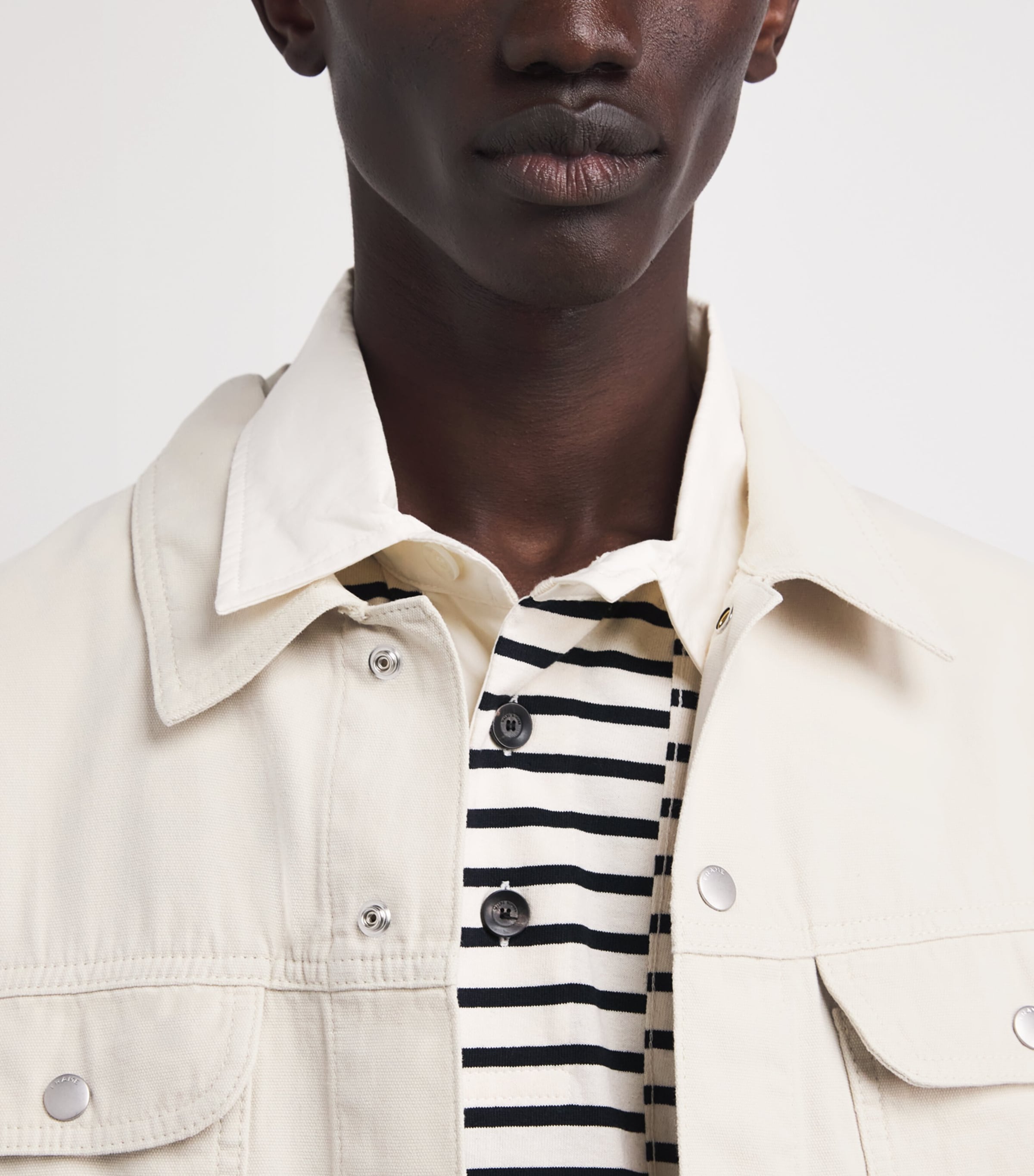 Cotton Canvas Trucker Jacket OFF WHITE Image 3