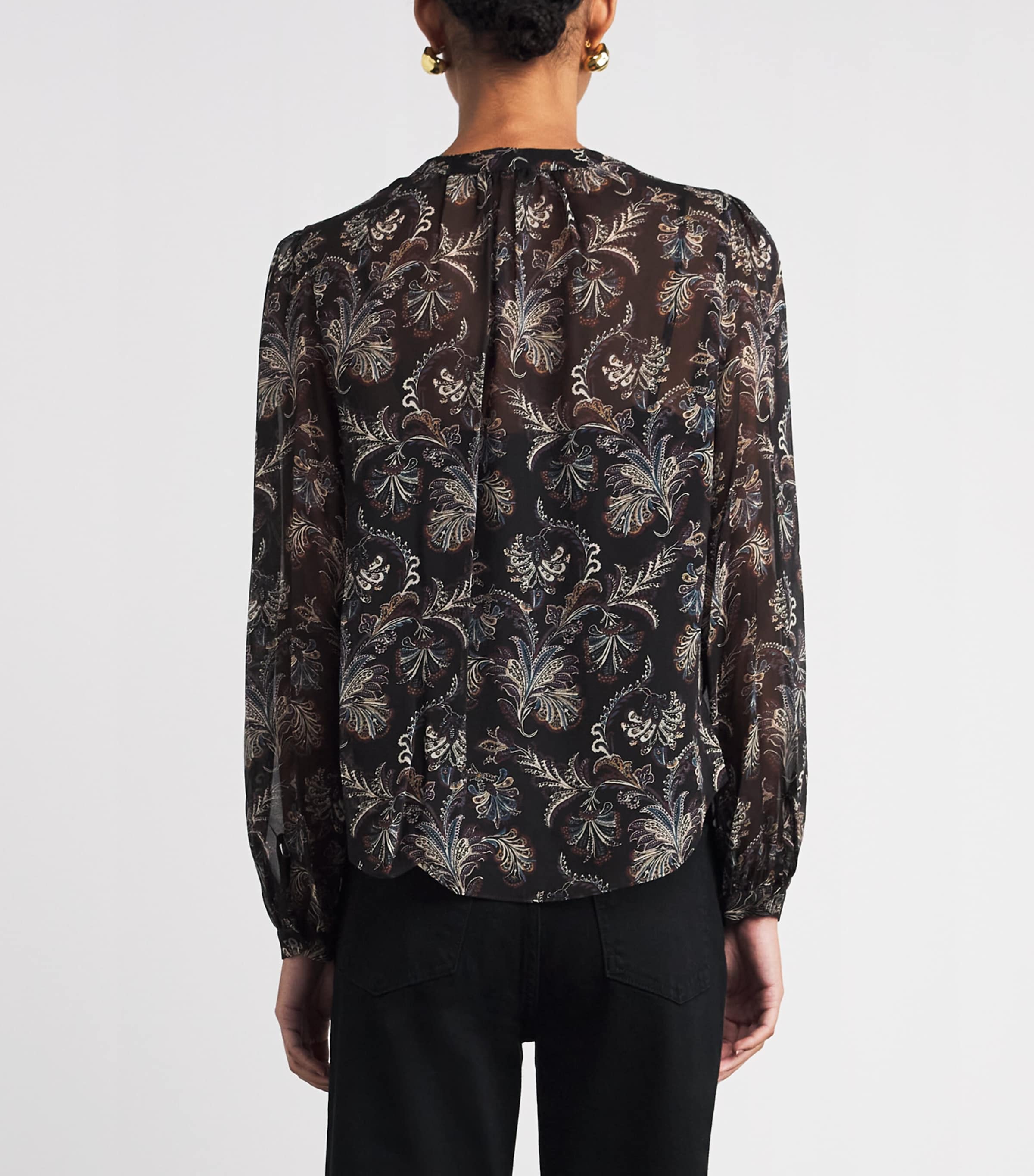 Veronica Beard Womens Silk Ashlynn Blouse Black Multi Image 5
