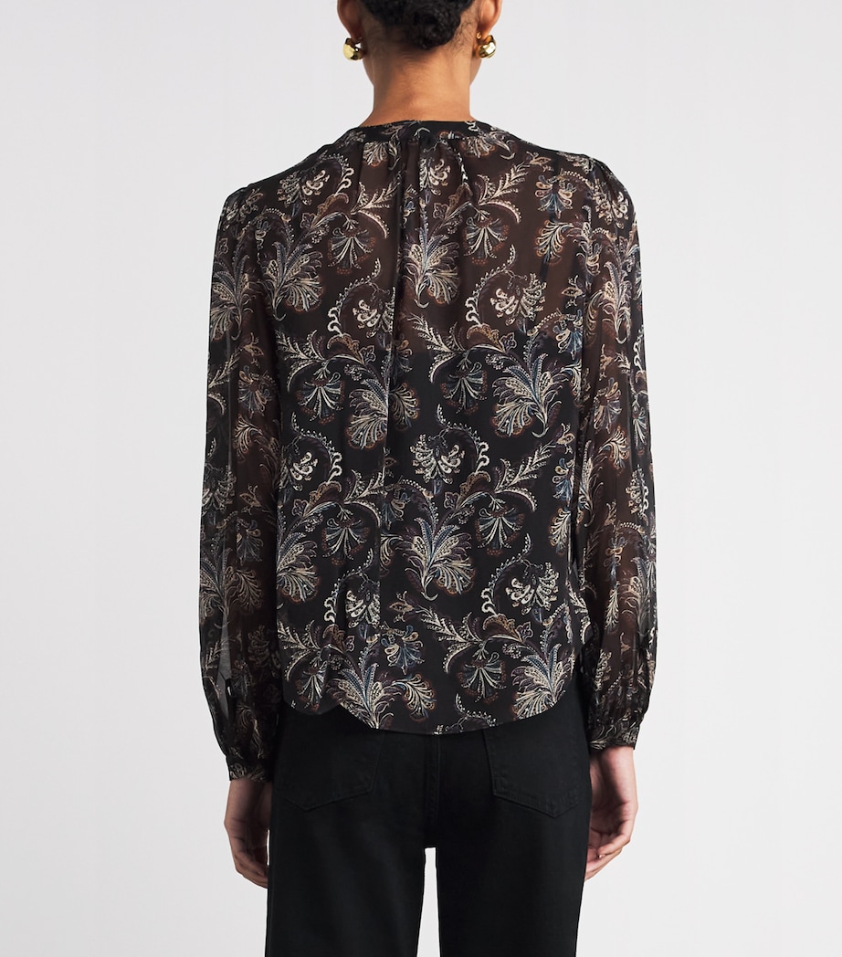 Veronica Beard Womens Silk Ashlynn Blouse Black Multi Image 5