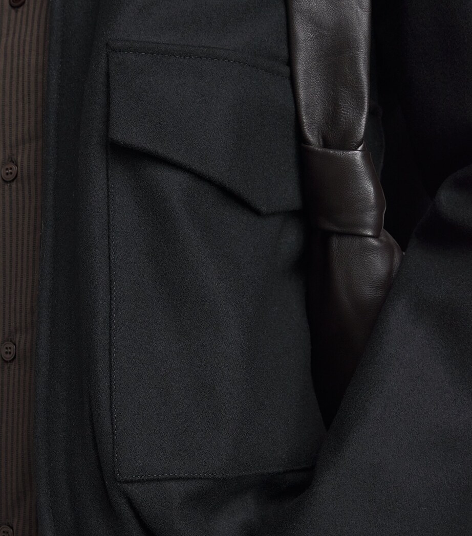 Barena Mens Wool-Blend Tailored Bomber Jacket Nero Image 3