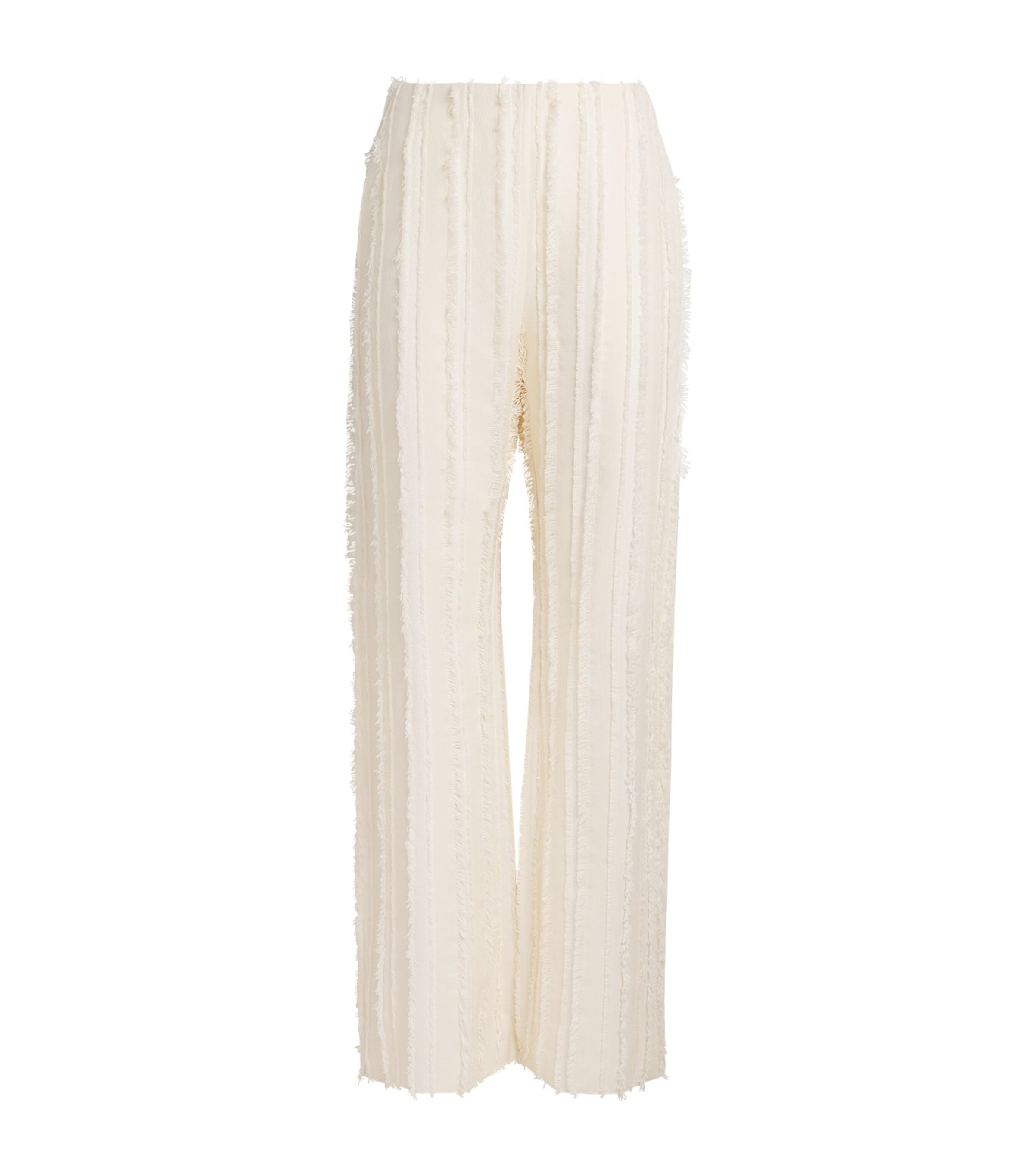 Cult Gaia Womens Cotton-Blend Fringed Ary Trousers Off White Image 1