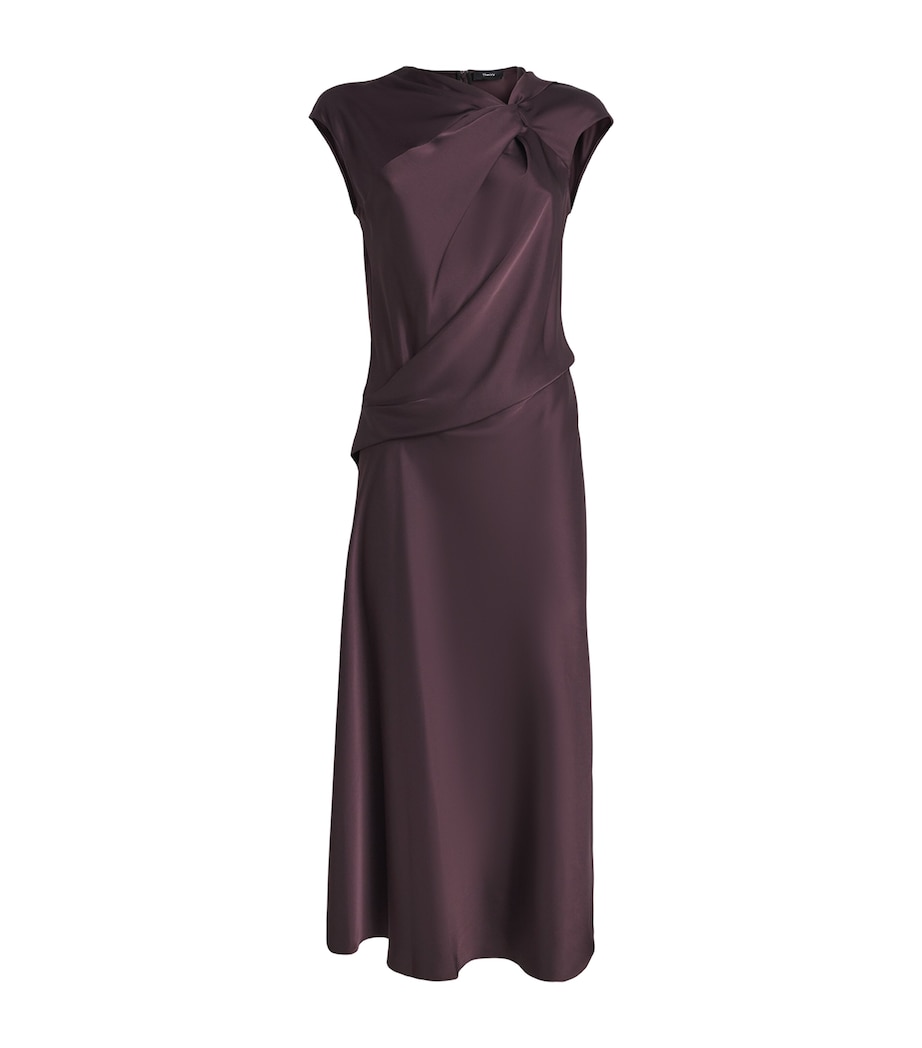 Satin Twisted Midi Dress HFR-DEEP PLUM Image 1