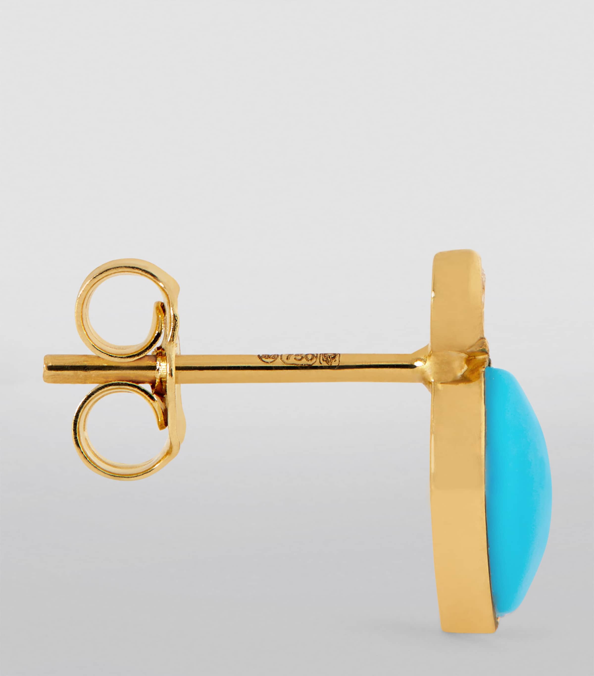 Yellow Gold, Diamond and Turquoise Marquise Earrings YELLOW GOLD Image 3