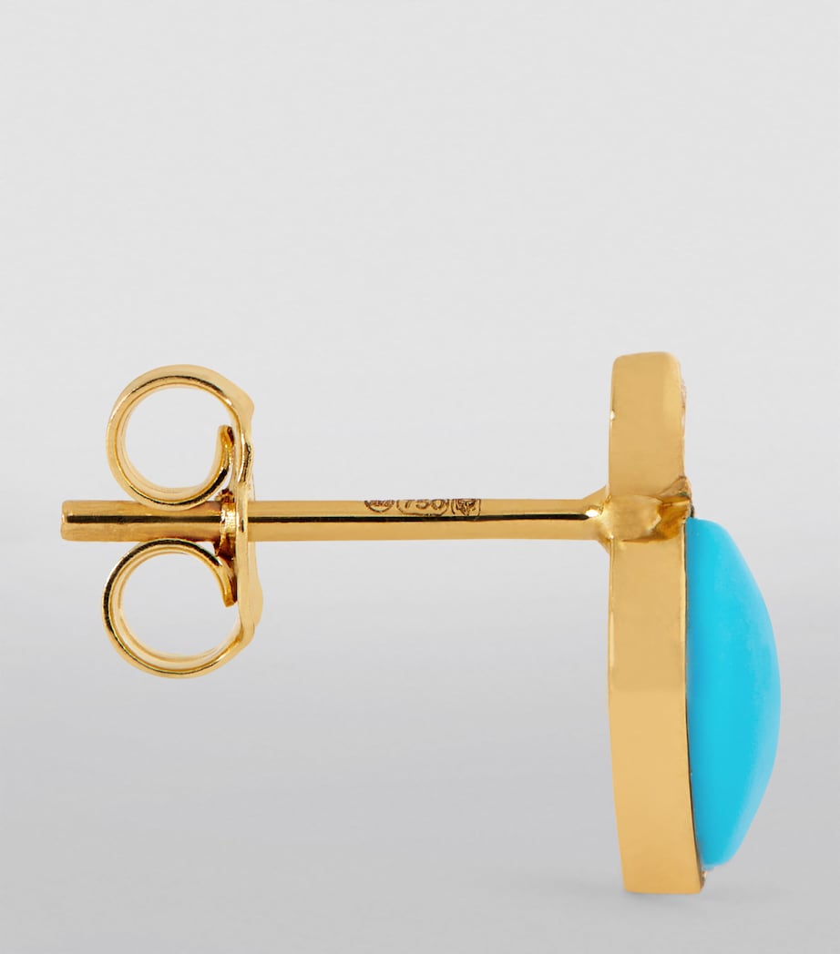 Yellow Gold, Diamond and Turquoise Marquise Earrings YELLOW GOLD Image 3