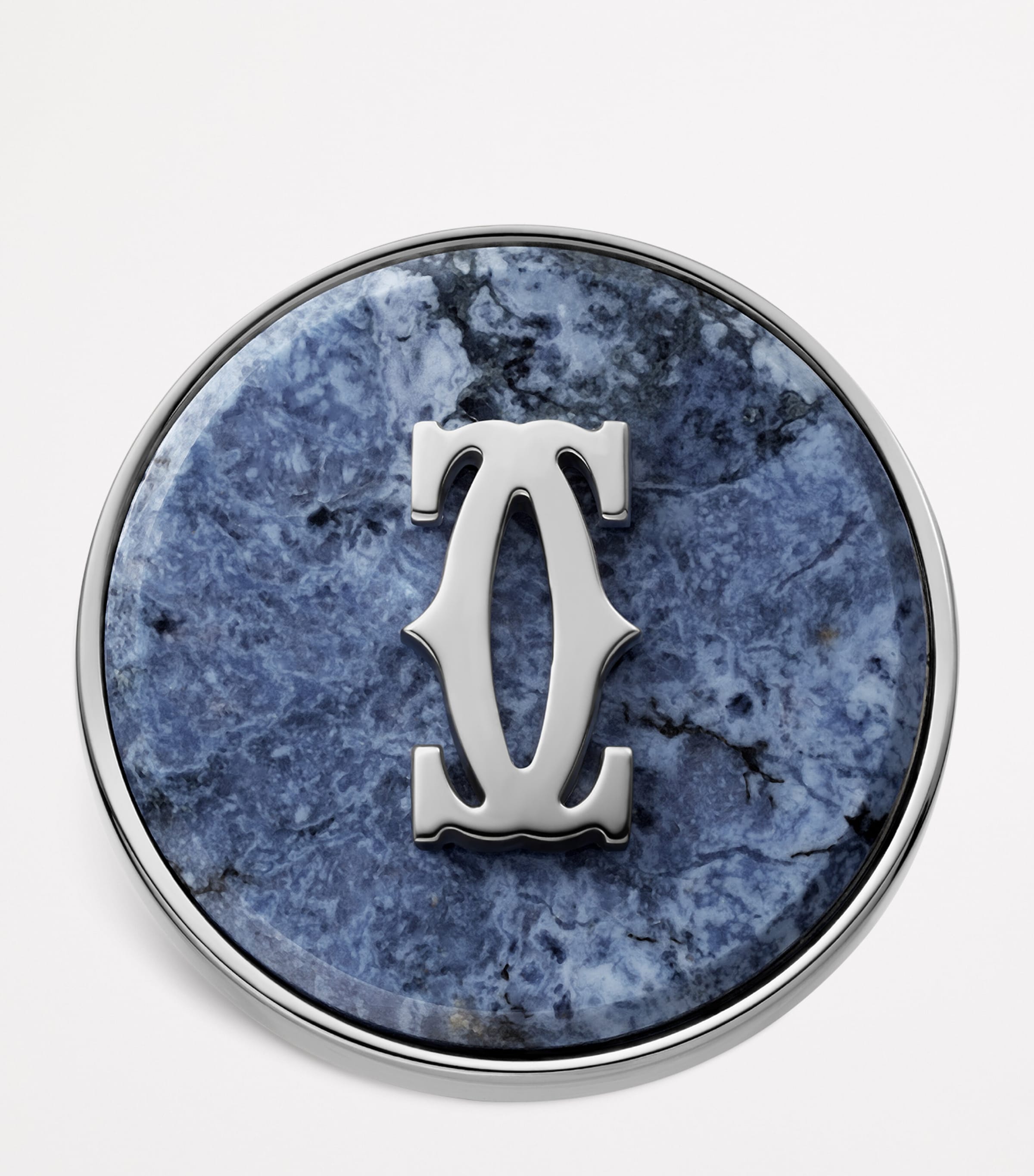 Sterling Silver Double C de Cartier Cufflinks SILVER AND BLUE Image 4