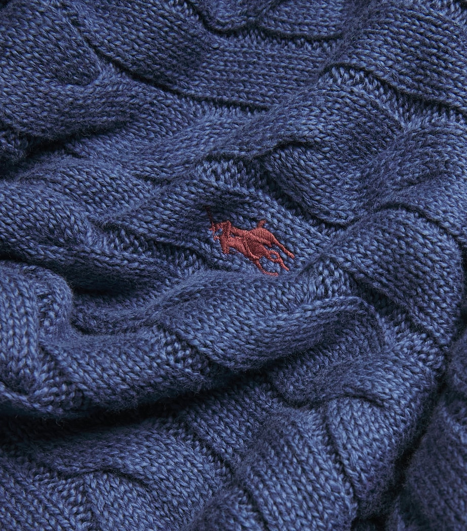 Cable-Knit Polo Pony Sweater NAVY Image 5