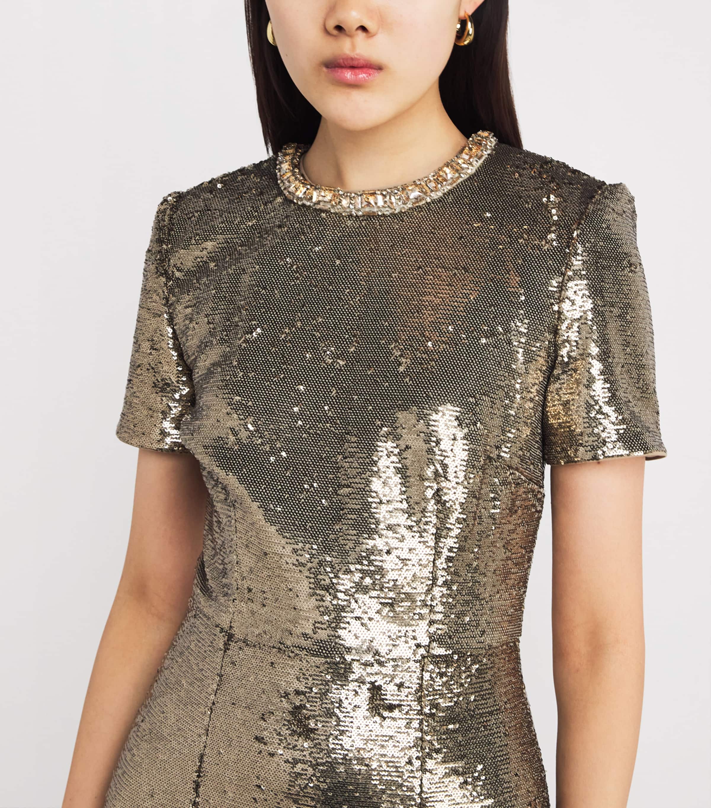 Sequin Crystal-Embellished Gown GOLD Image 4