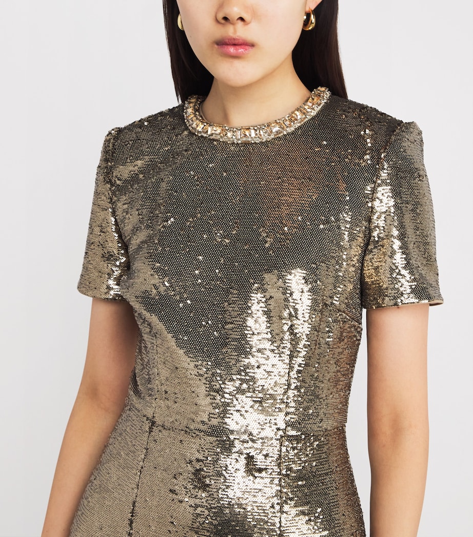 Sequin Crystal-Embellished Gown GOLD Image 4