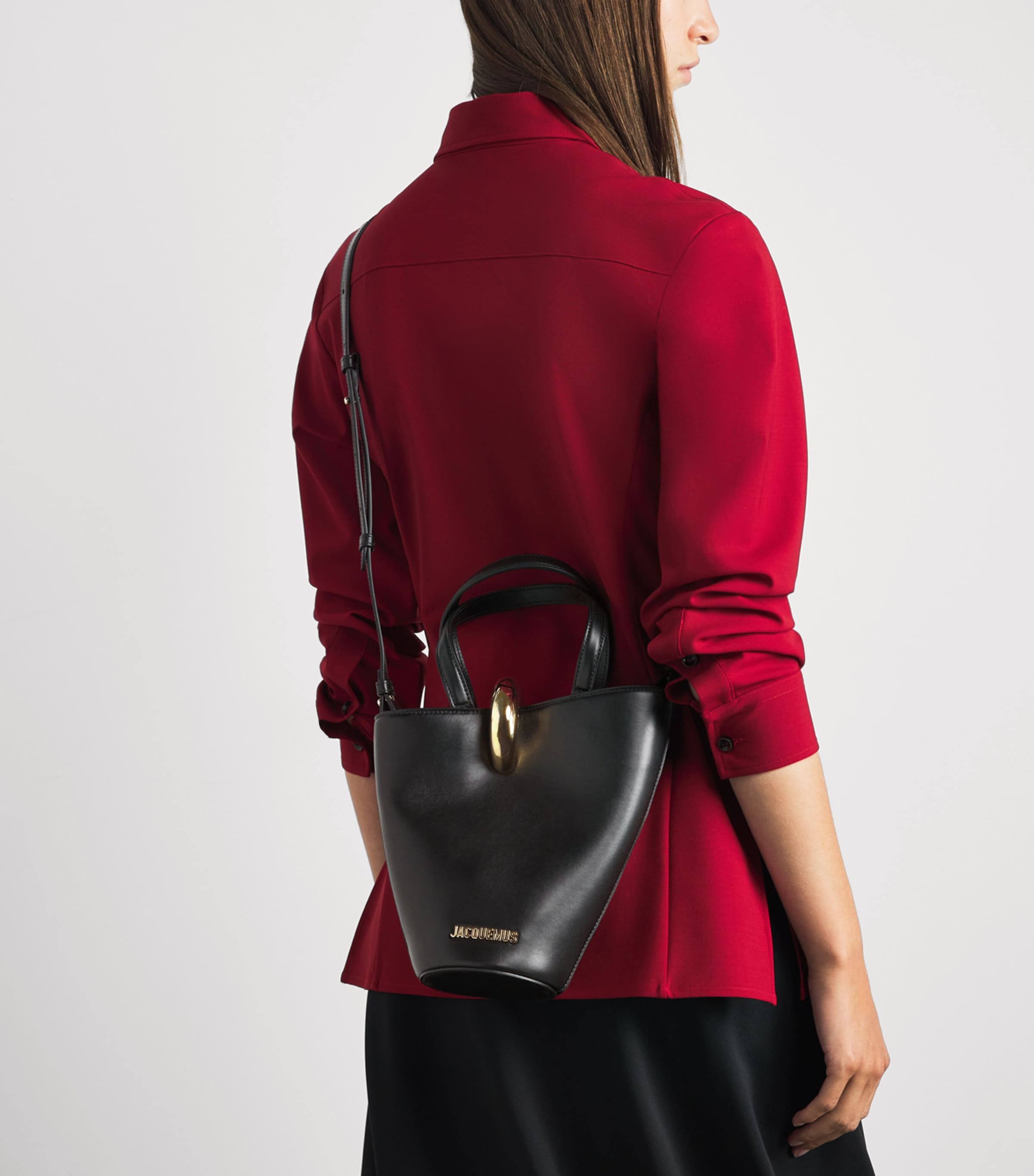 Jacquemus Small Leather Le Bambola Tote Bag Black Image 4