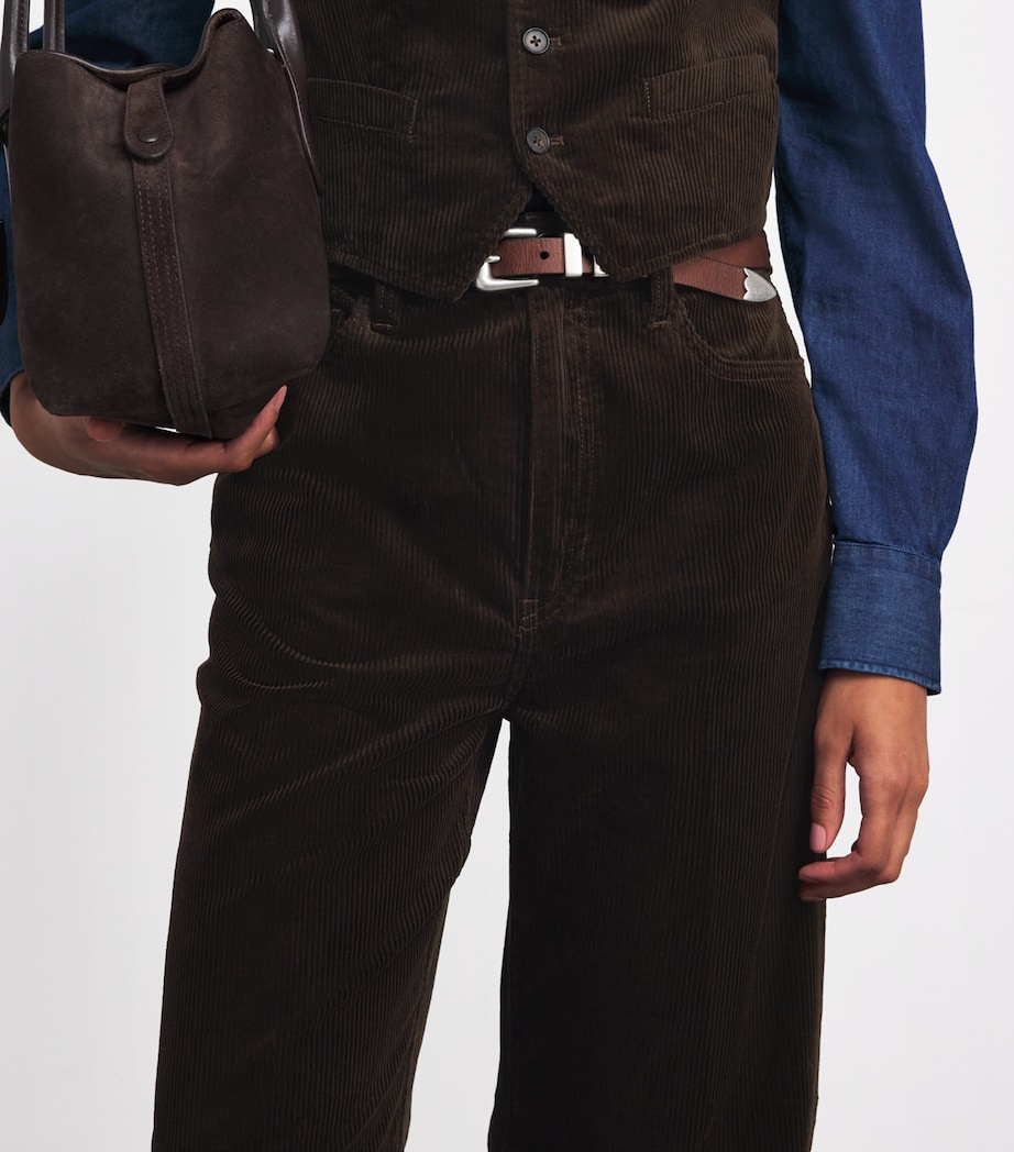 Cotton Corduroy Wide-Leg Trousers DARK BEECH Image 6