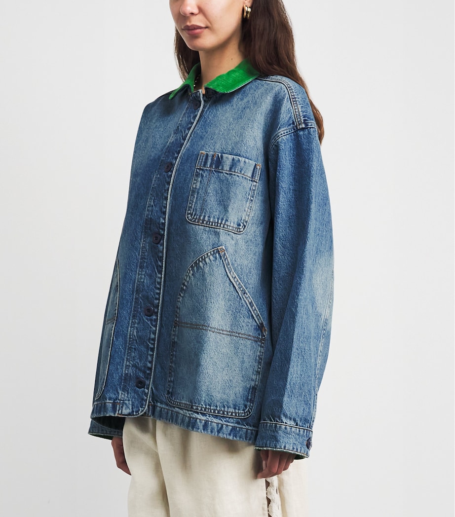DÔEN Womens Pascual Barn Denim Jacket Clgry Wsh Kly Grn Cl Image 4