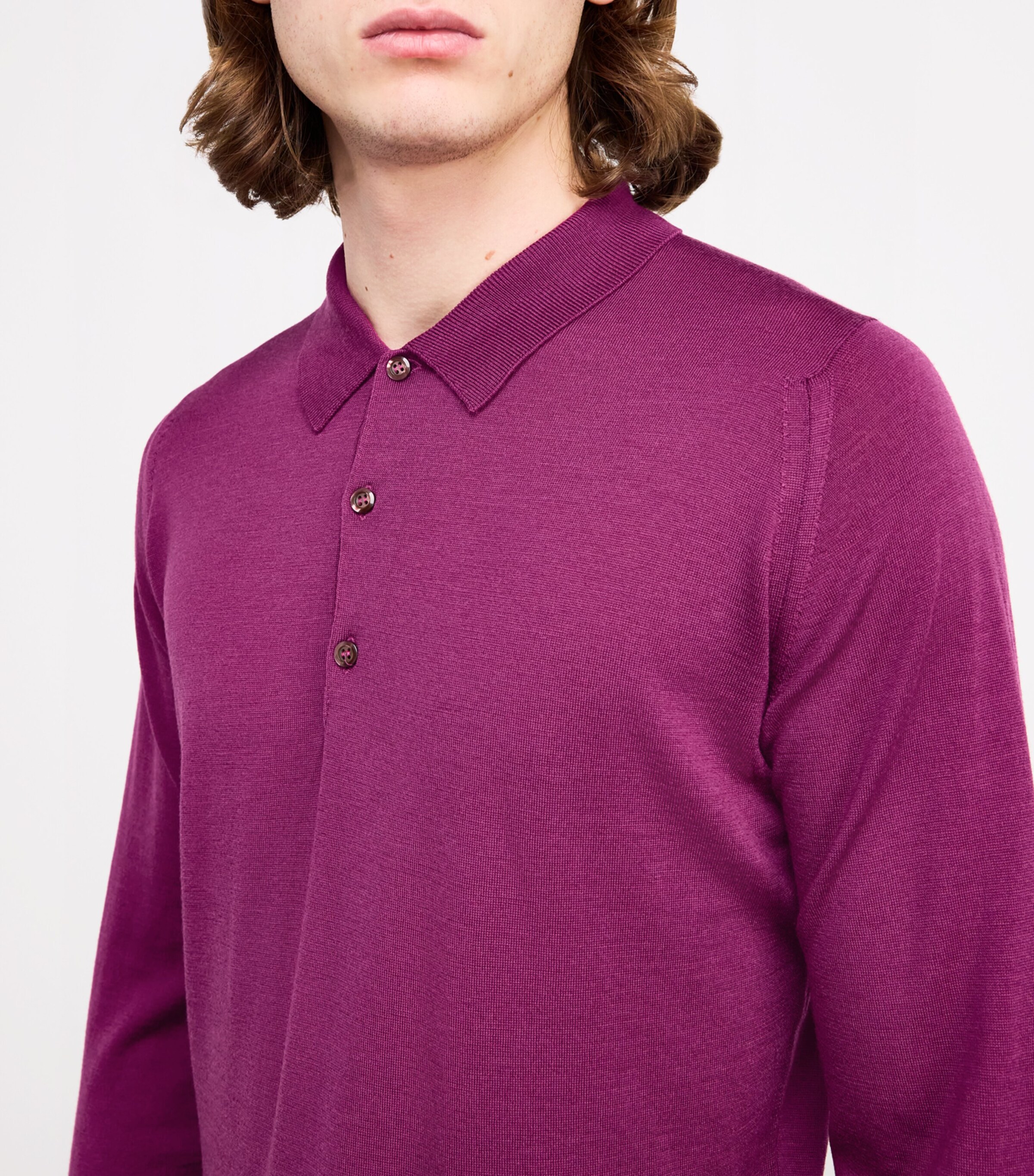 John Smedley Mens Merino Wool Belper Polo Shirt Bramble Image 6