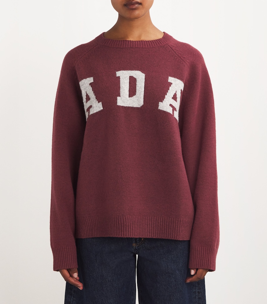 Adanola Womens Knitted Oversized ADA Sweatshirt Brgndy/gry Melang Image 3