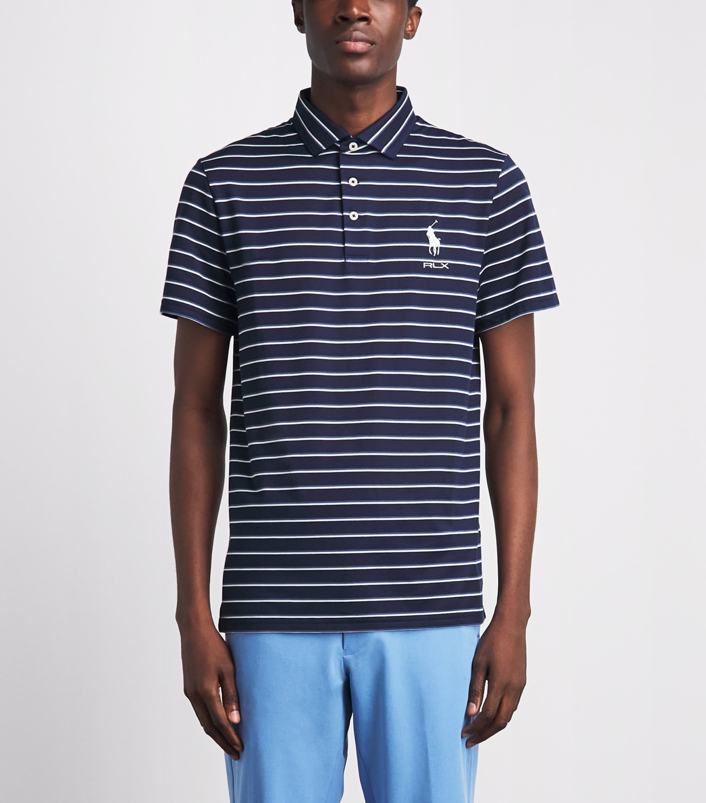 RLX Ralph Lauren Mens Stripe Tour Polo Shirt Old Royal Multi Image 4