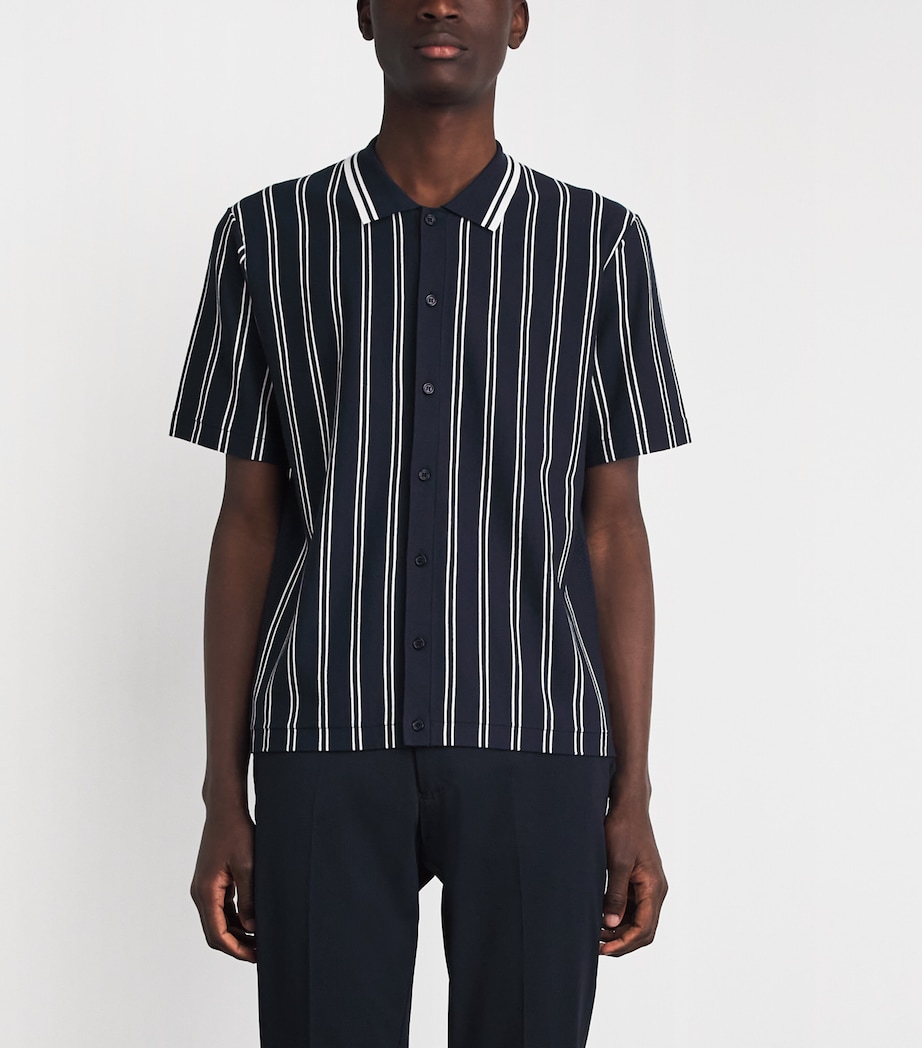J Lindeberg Mens Stripe Rue Short-Sleeve Shirt Jl Navy Image 4