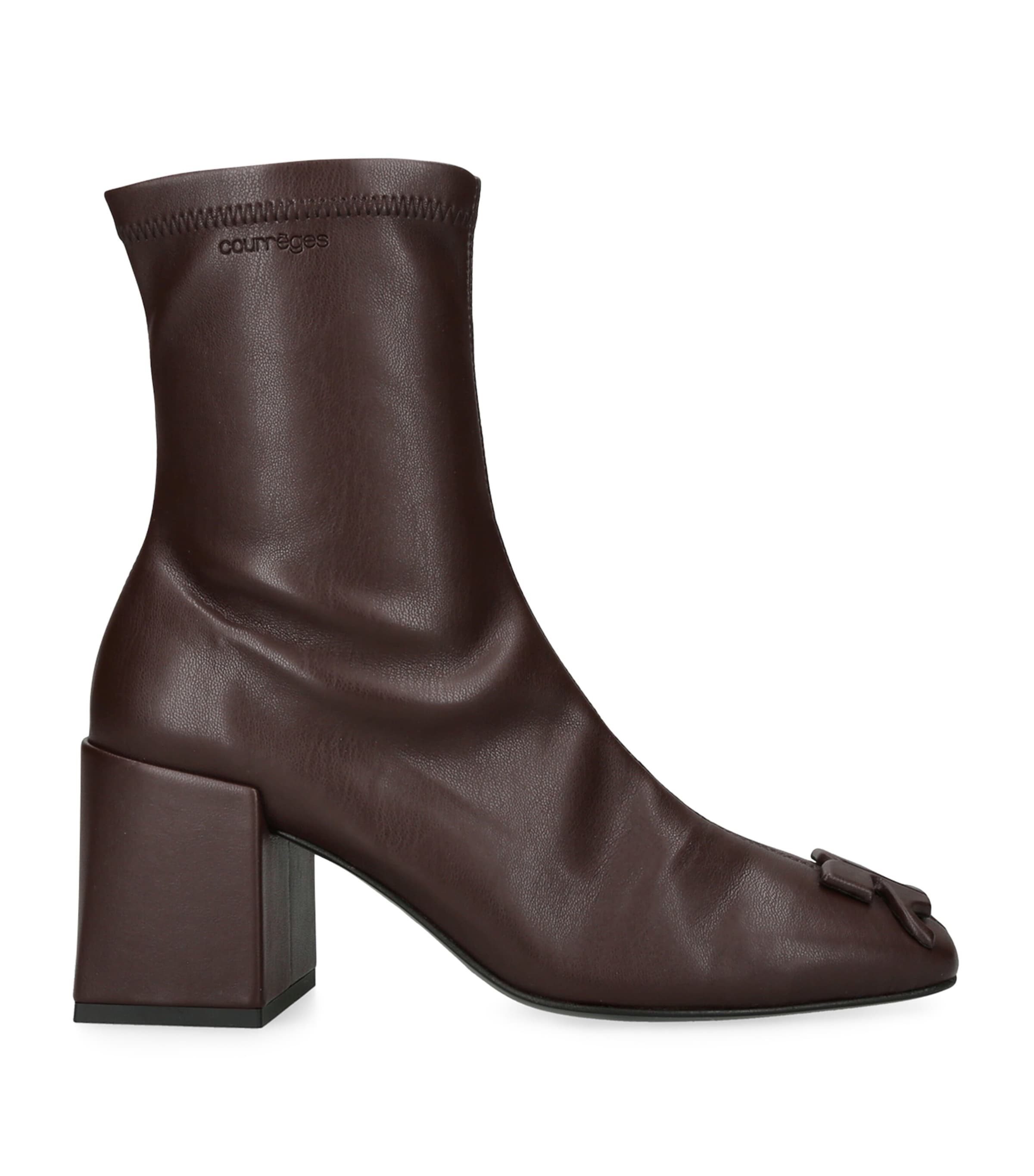 Courrèges Leather Ankle Boots 70 In Brown