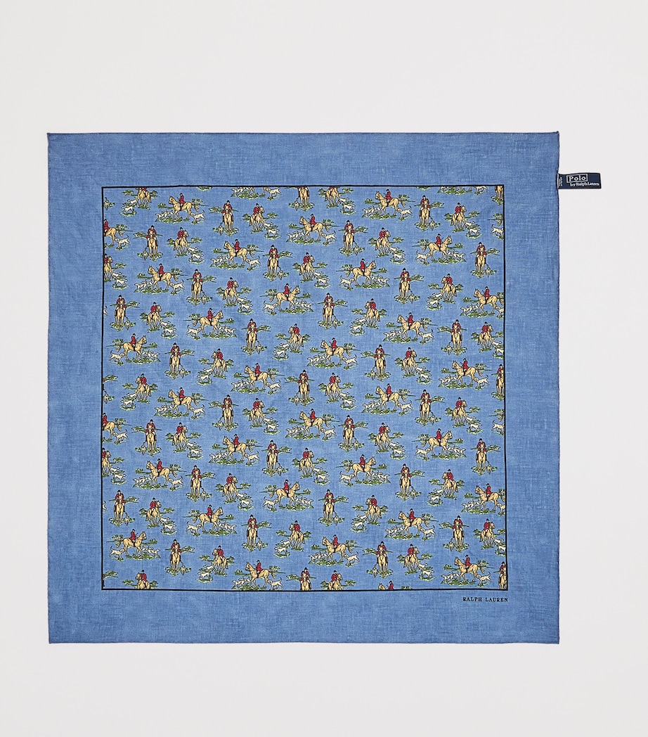 Linen Equestrian Print Bandana BLUE Image 4