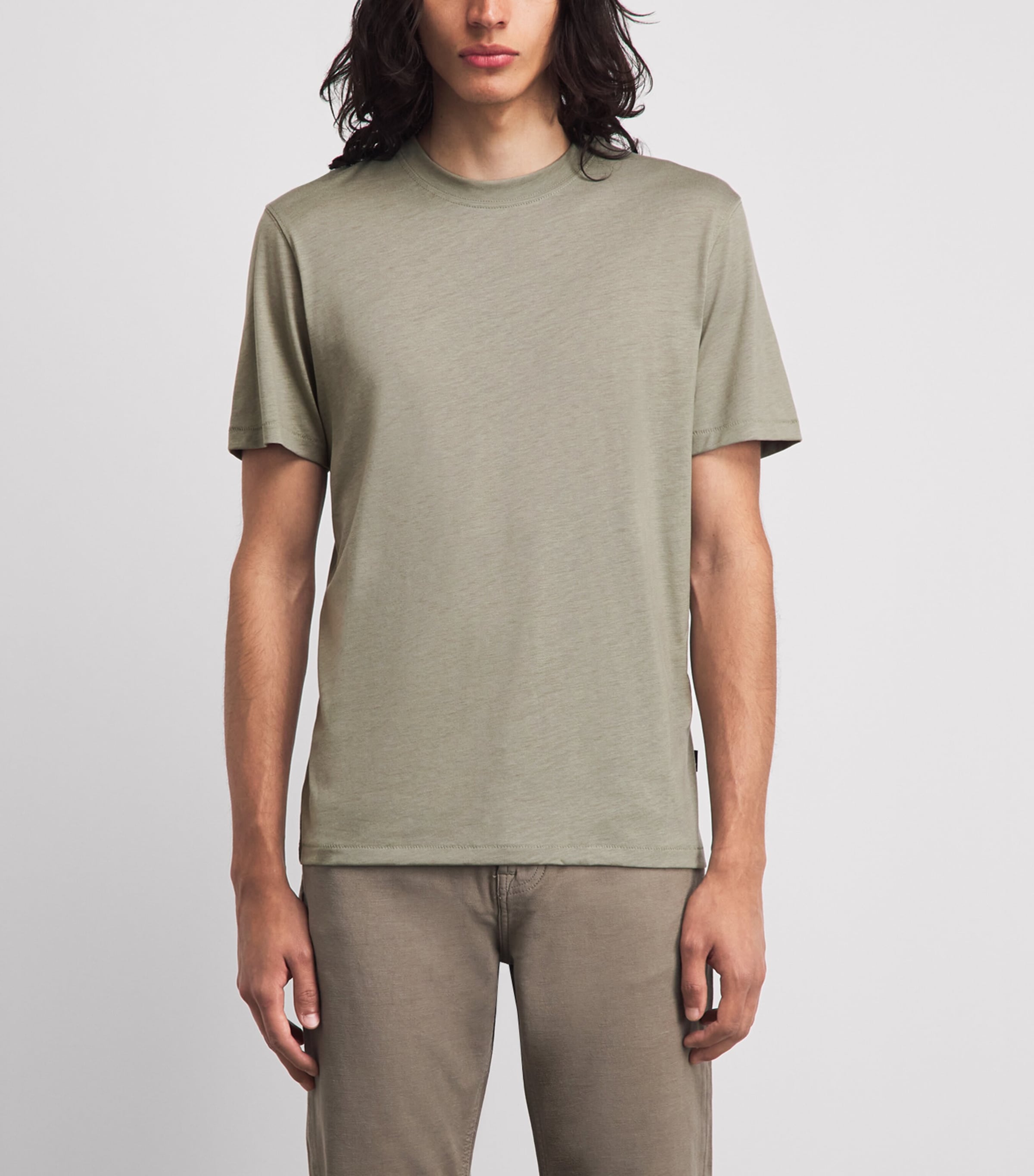 7 For All Mankind Mens Crew-Neck T-shirt Green Image 4