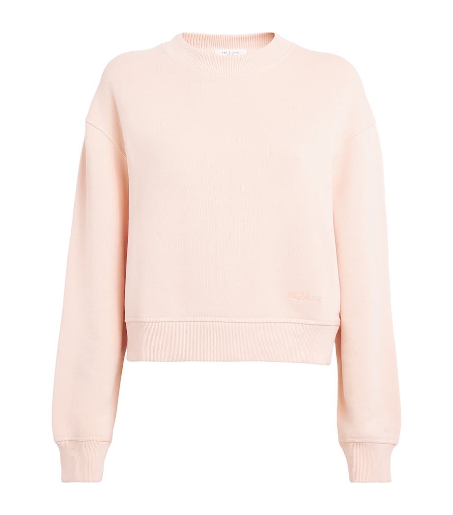 Terry Cloth Cropped Sweatshirt PEACH Image 1