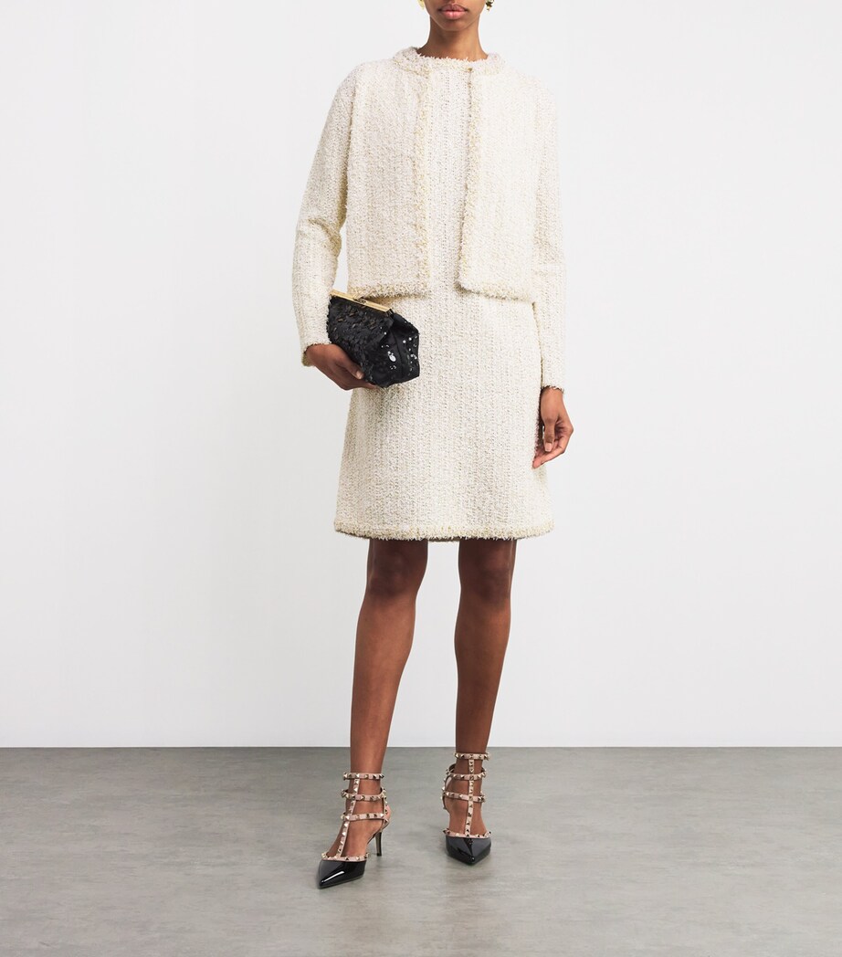 Fabiana Filippi Womens Textured Sequinned Collarless Jacket Bianco/citrino Image 2