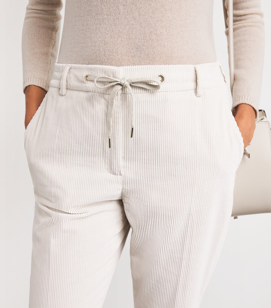 Corduroy Drawstring Straight Trousers AVORIO Image 6