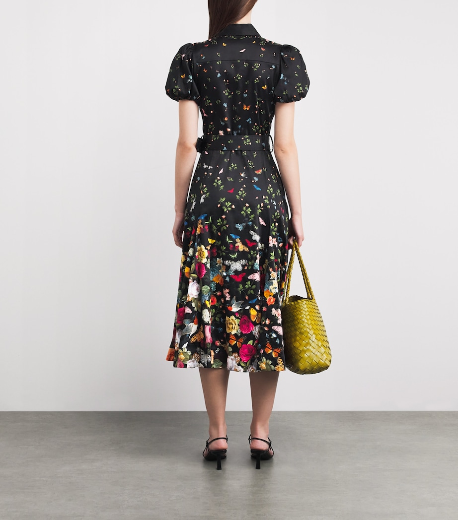 Alice+Olivia Womens Cotton-Blend Floral Henrietta Midi Dress Strngth Blck Image 4