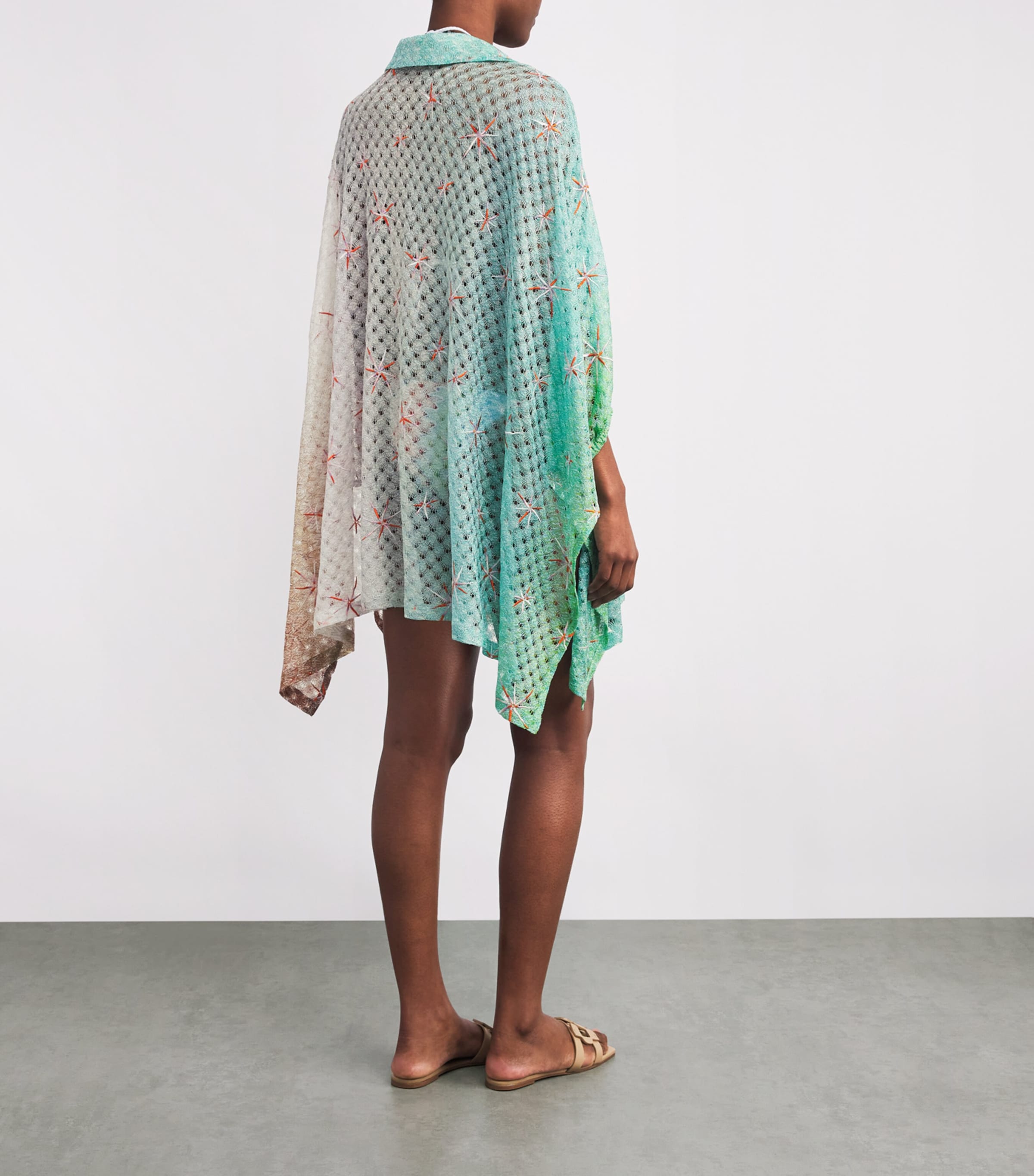 Metallic-Trim Embroidered Mini Kaftan SMSMG GRN/BLU/ORNGE Image 3