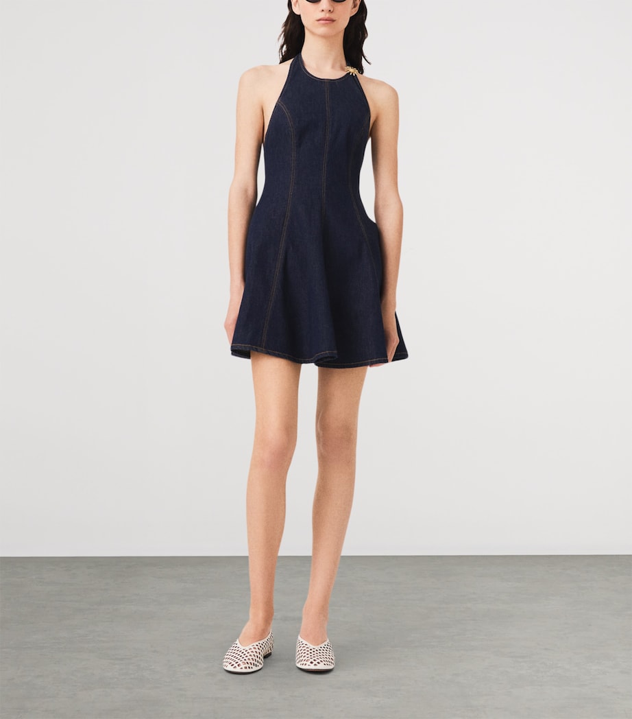 Maje Womens Denim Brooch Mini Dress Navy Image 2