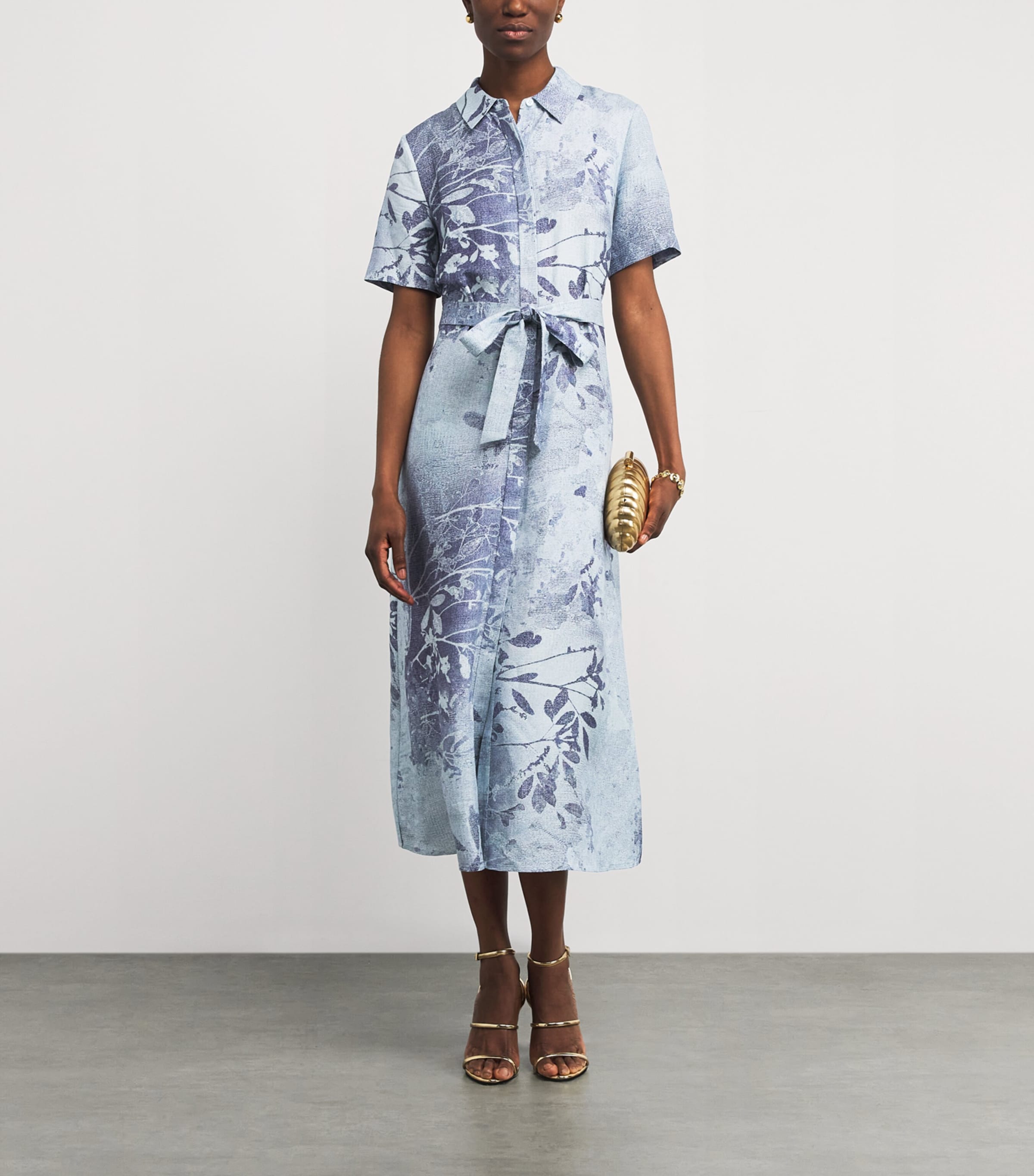 Linen-Blend Printed Audria Midi Dress SKY FLORAL Image 2