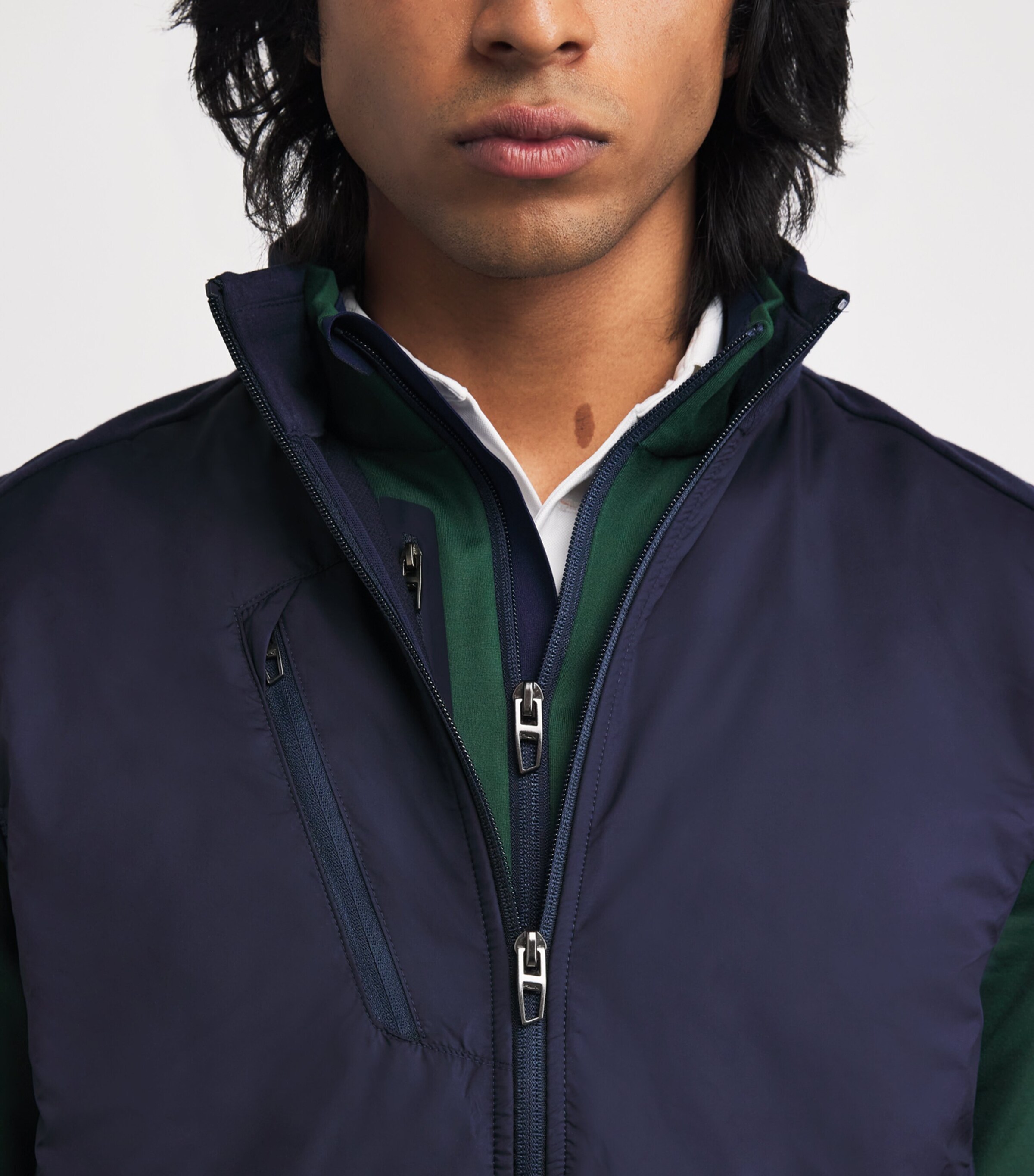 Cotton-Blend High-Neck Gilet NAVY Image 6