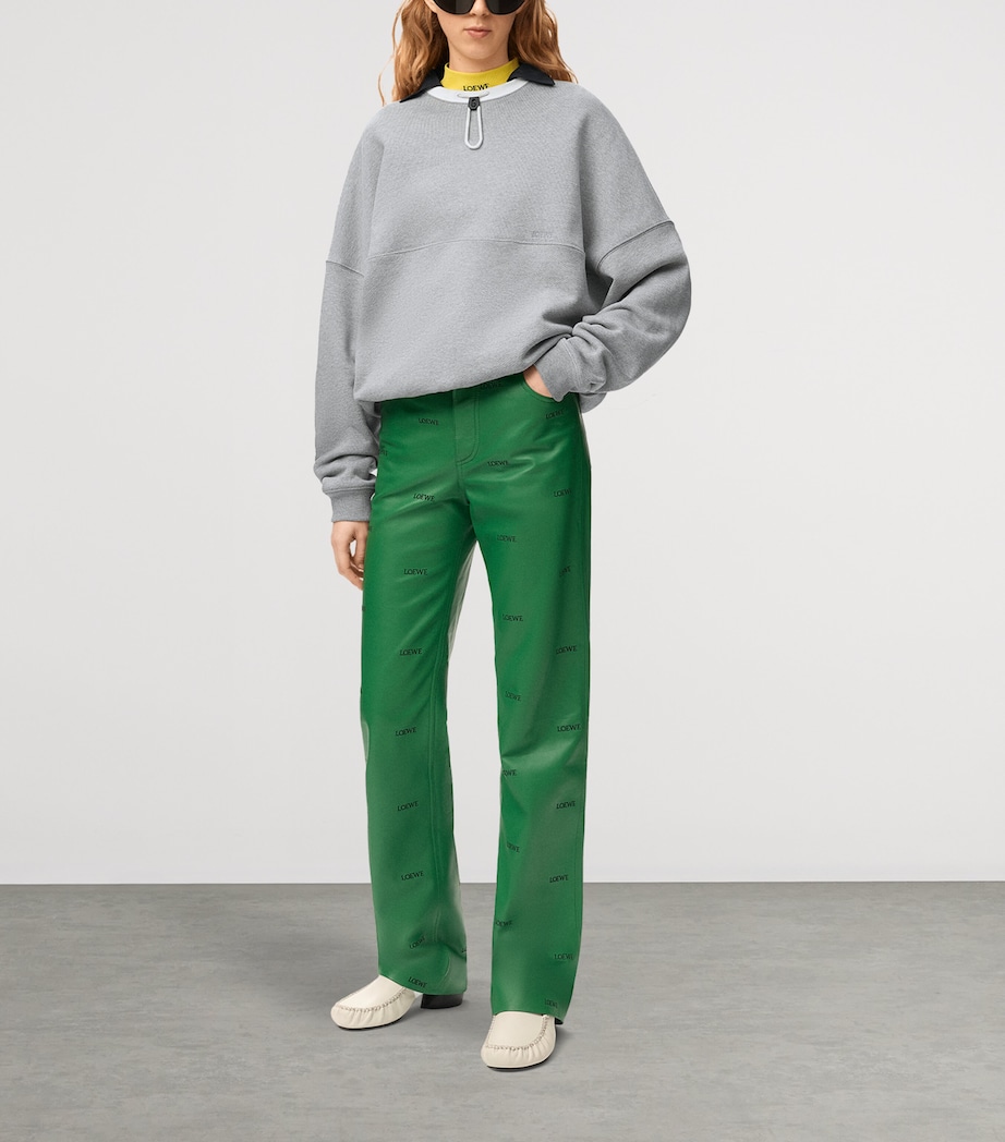 LOEWE Womens Cotton-Blend Drawstring Sweatshirt Grey Melange Image 2
